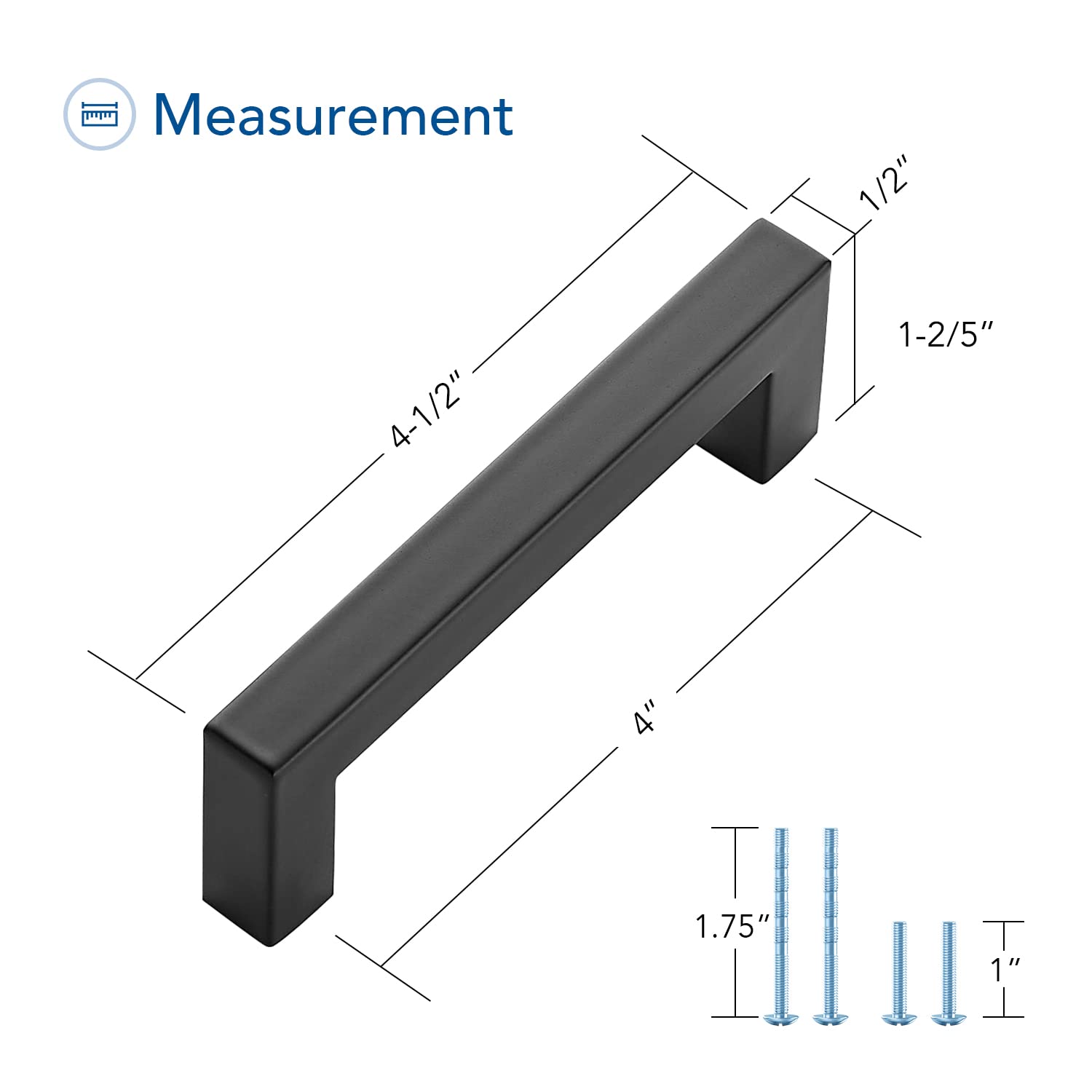 Ravinte 20 Pack 4 Inch Black Cabinet Pulls - Square Matte Black Kitchen Cabinet Handles with Screws - Perfect for Modern Kitchen Cabinets, Dressers & Bathroom Vanities