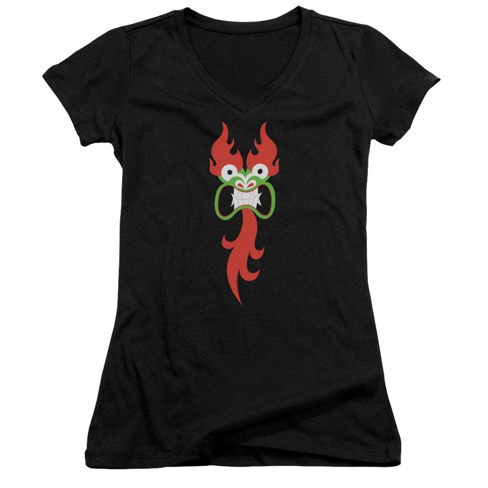 Samurai Jack Aku Face Juniors V-Neck T-Shirt | Anime Cartoon Character Tee | Casual Wear for Teens & Adults