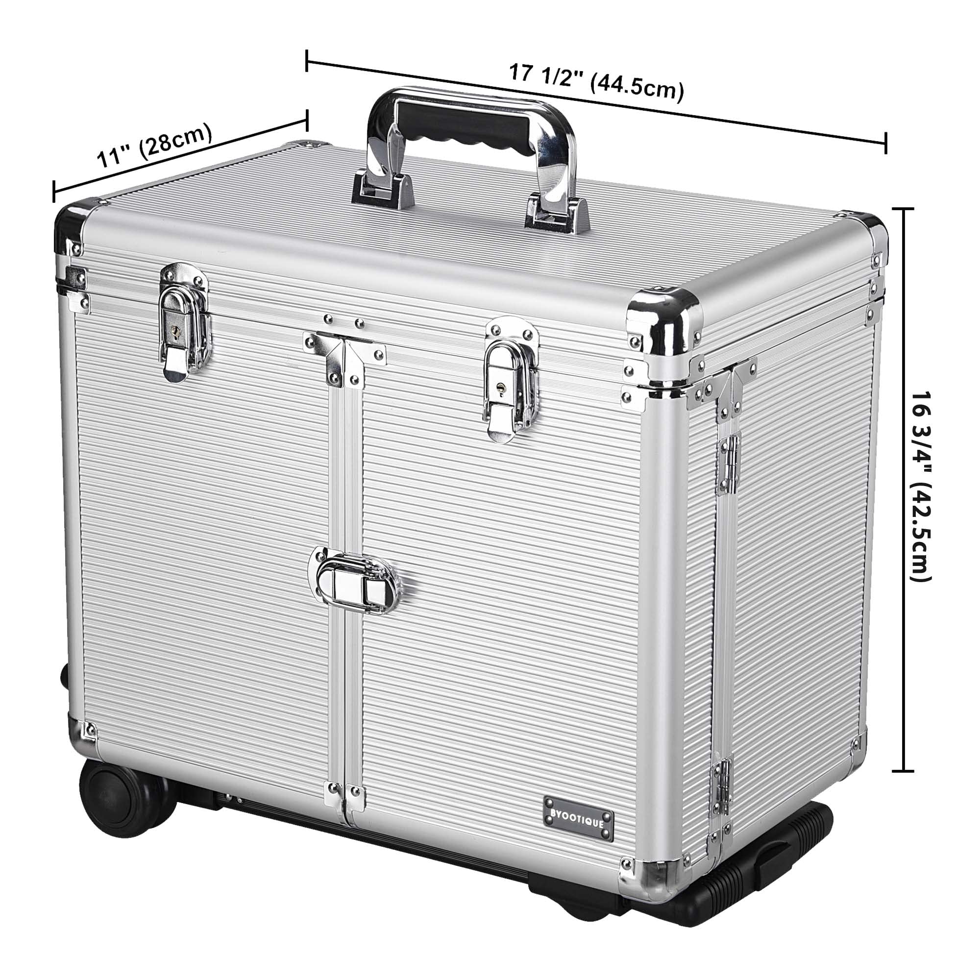 BYOOTIQUE Professional Barber Clipper Trimmer Kit - Portable Rolling Hair Stylist Tool Box with Train Case Key - Perfect for Mobile Salon, Home Haircuts & Barber Training