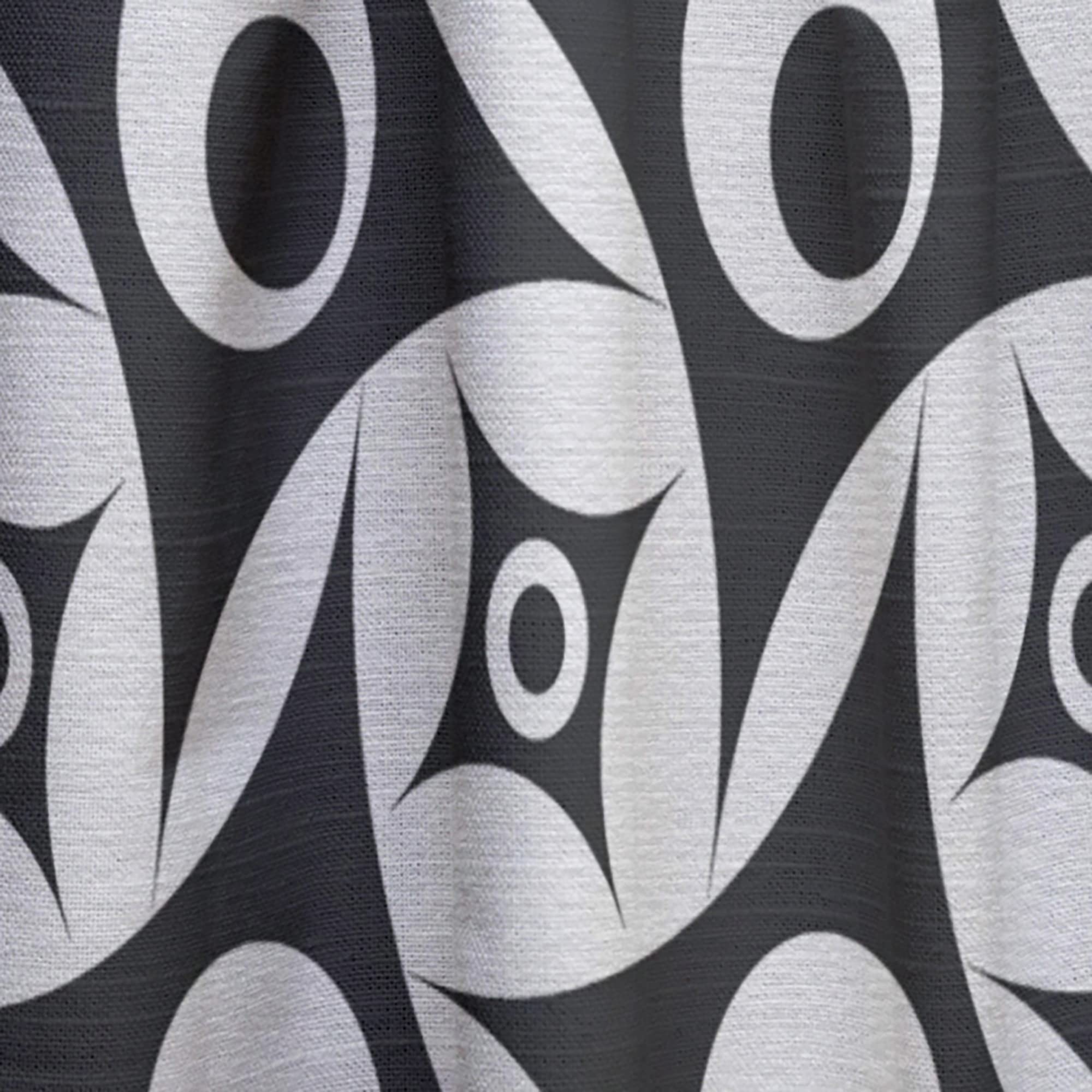 DesignQ Monochrome Geometric Pattern VII Blackout Curtains - Thermal Insulated Single Panel (52x95 inches) for Bedroom & Living Room - Modern Window Treatment for Home Decor & Light Blocking