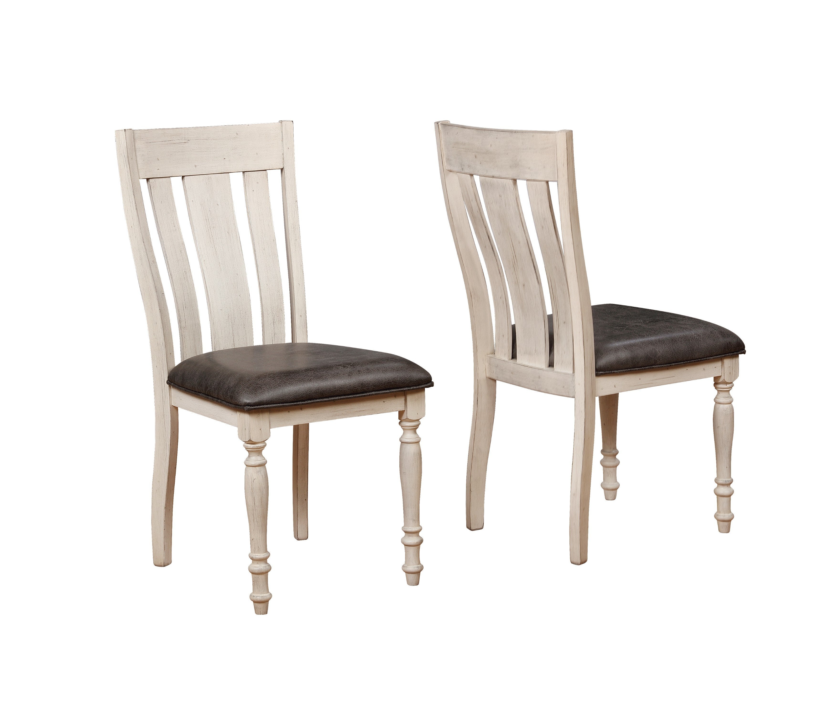 Roundhill Furniture Arch Turned Leg Dining Chairs Set of 2 - Weathered Oak Finish - Perfect for Kitchen, Dining Room & Breakfast Nook - Sturdy Wooden Chairs with Elegant Design