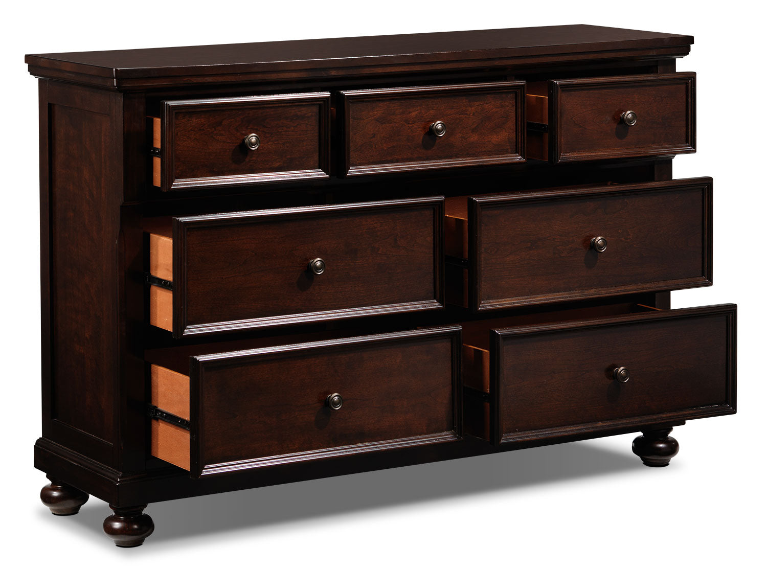 7-Drawer Chester Dresser in Cherry Finish - Stylish Bedroom Storage for Clothes, Linens & Accessories
