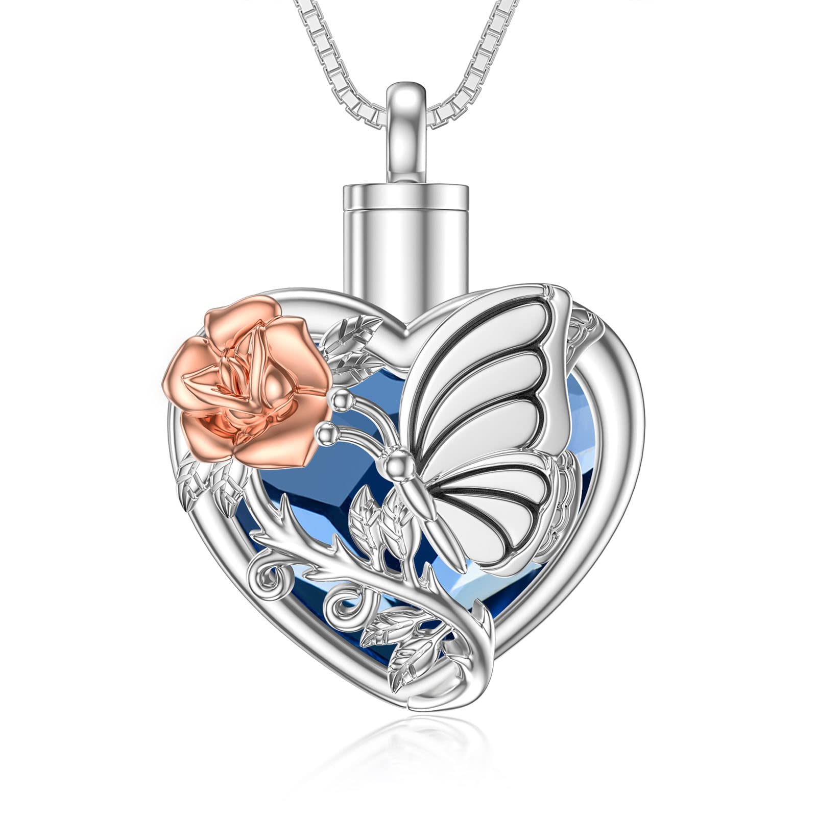 Sterling Silver Hummingbird Cremation Jewelry with Crystal - Memorial Urn Necklace for Ashes, Keepsake Pendant with Funnel Filler - Thoughtful Sympathy Gift for Women & Girls - Perfect for Memorial Services, Remembrance Days & Keeping Loved Ones Close