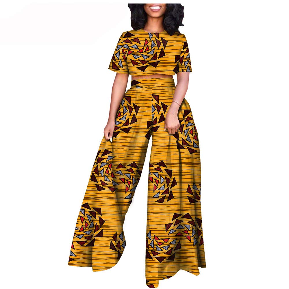 Stylish African Dashiki 2-Piece Outfit for Women - Short Sleeve Crop Top & Pants Set | Plus Size Casual Tracksuit | Perfect for Cultural Events, Parties & Everyday Wear