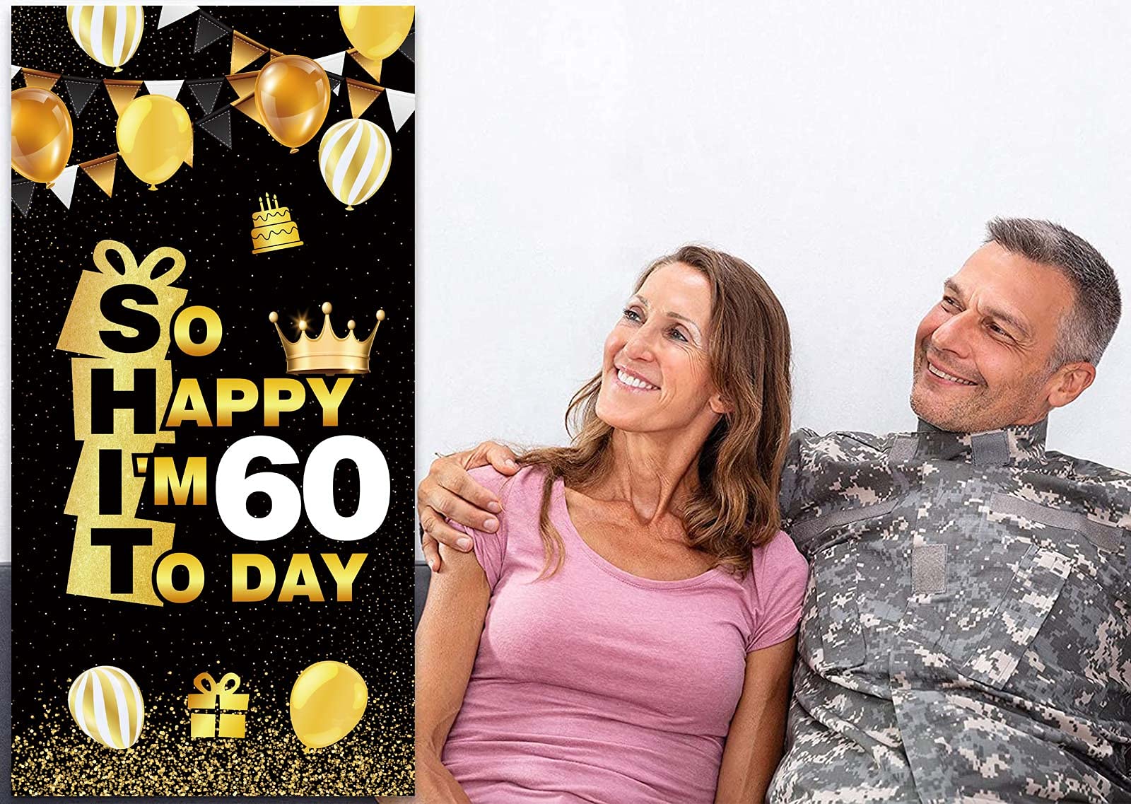 Happy 60th Birthday Banner & Confetti Decorations - Cheers to 60 Years Black & Gold Party Supplies for Men & Women | Perfect for 60th Birthday Celebrations, Milestone Parties & Retirement Decor