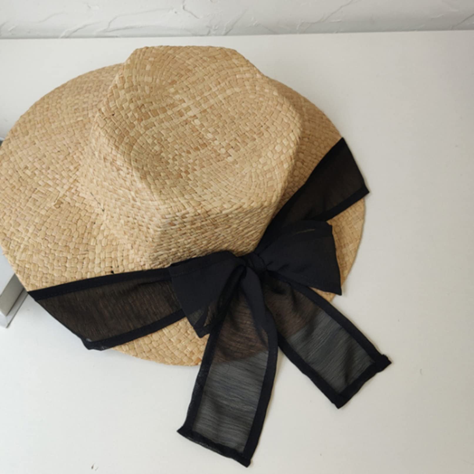 Handmade Women's Straw Sun Hat - Wide Brim Natural Raffia Beach Hat for Summer Vacation, Outdoor Travel & Garden Party