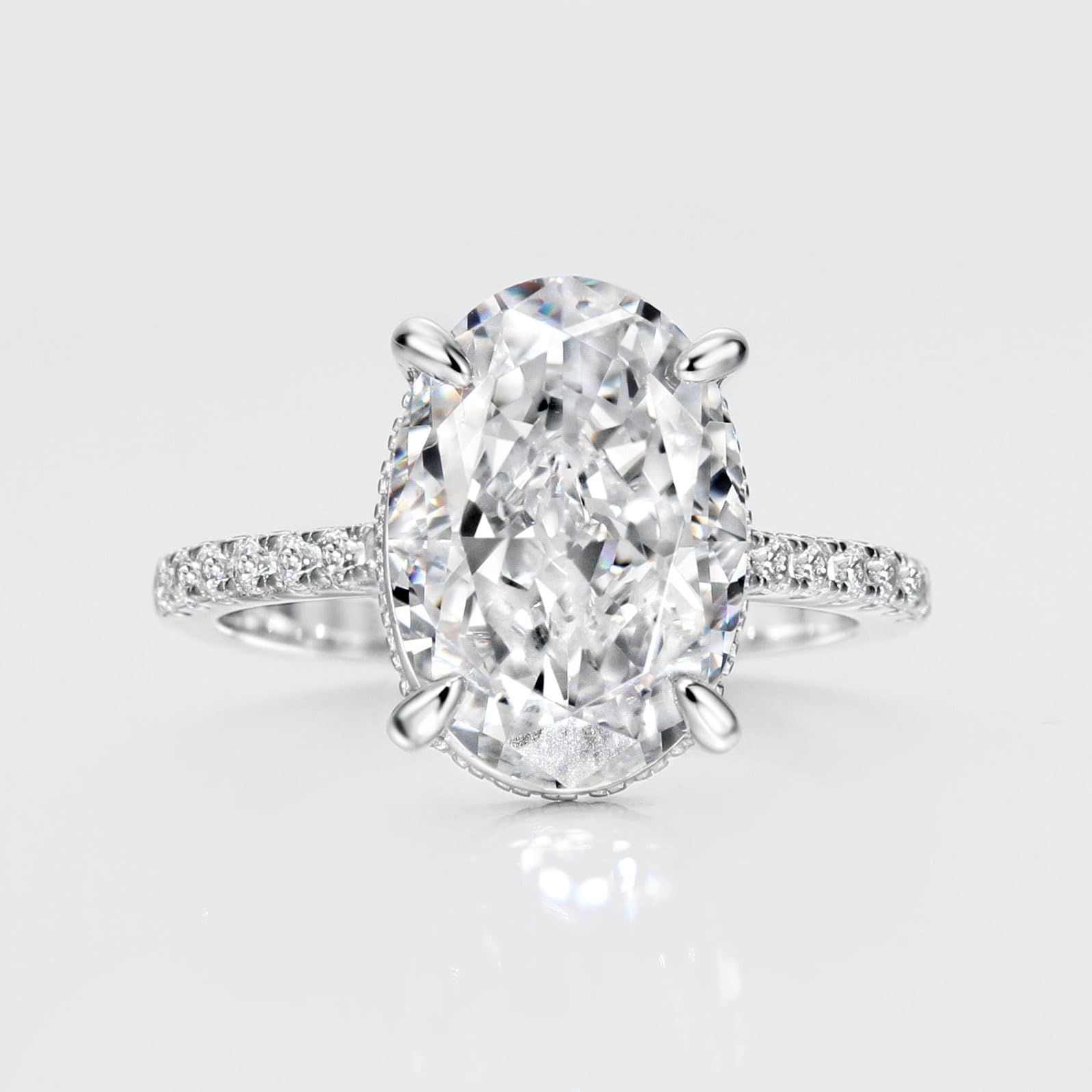 4.0ct Oval Cut Simulated Diamond Engagement Ring for Women - 925 Sterling Silver Wedding Promise Ring - Perfect for Proposals, Anniversaries & Special Occasions