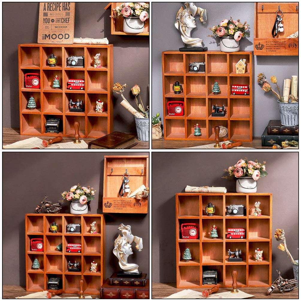 16-Cube Wooden Display Rack - Wall Mounted Storage Shelf Organizer for Collectibles, Books & Home Decor - Perfect for Living Room, Bedroom & Office Organization