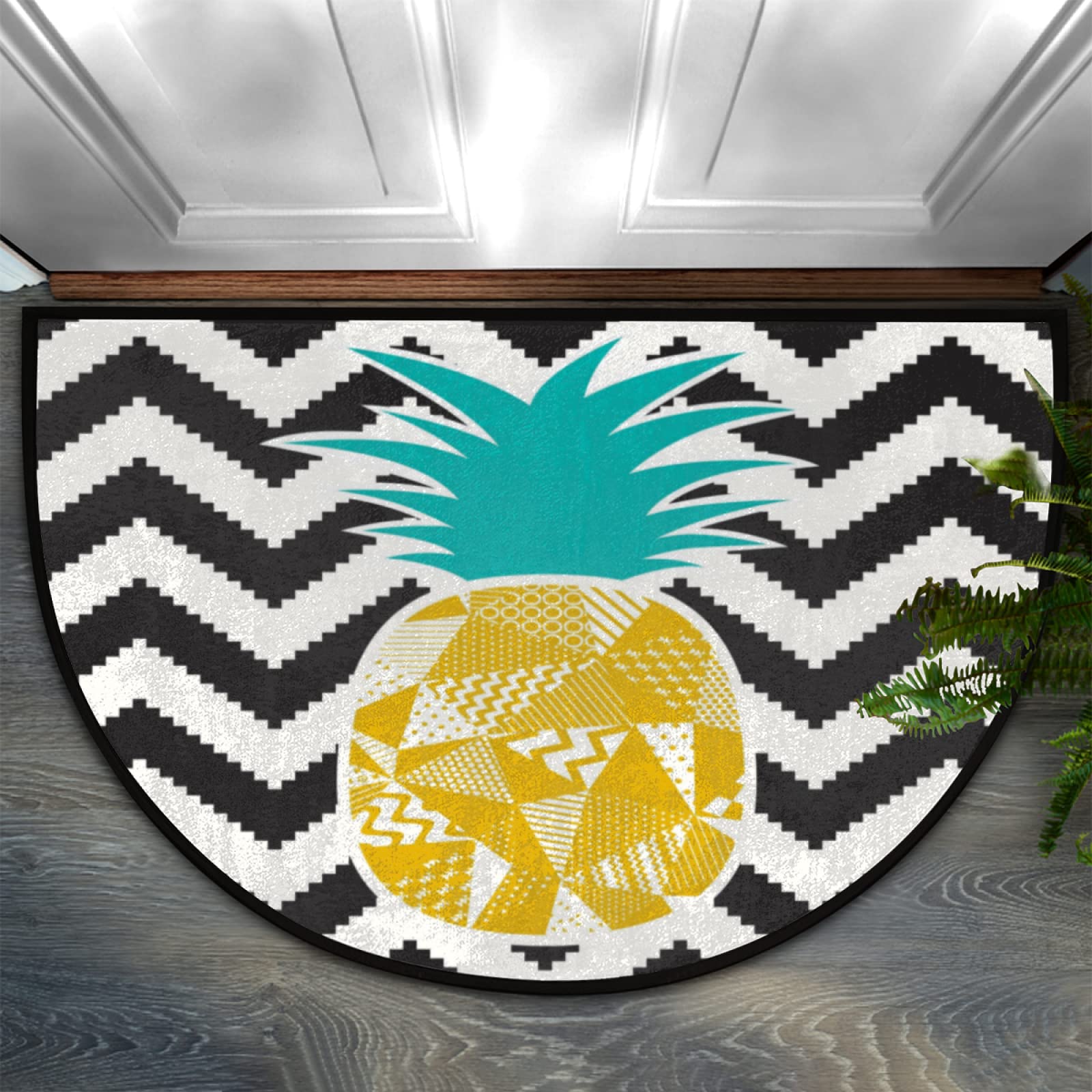 Pineapple Geometric Half Round Door Mat 24