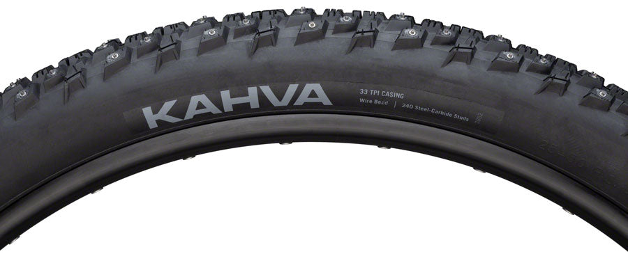 45NRTH Kahva Winter Bike Tire 27.5 x 2.1 Inch with 240 Carbide Steel Studs - Black Clincher Tire with Steel Bead & 33 TPI for Snow & Ice Cycling - Perfect for Fat Bikes and Mountain Bikes in Extreme Winter Conditions