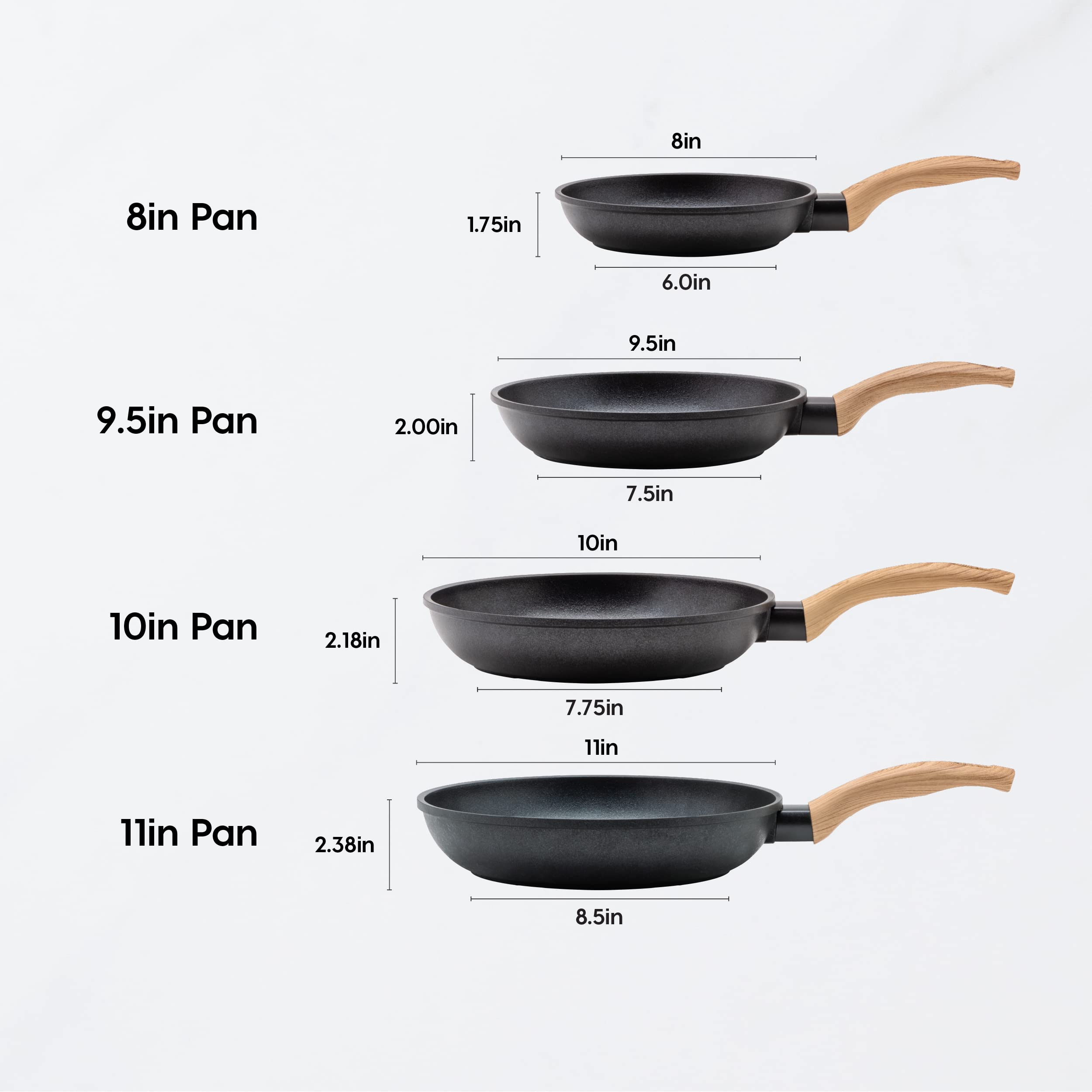 IRIS USA Non-Stick Frying Pan Set - MEGASTONE Coated Skillet for Healthy Cooking, 9.5 & 11 Inch Fry Pans - Perfect for Sautéing, Frying & Omelets | Dishwasher Safe & PFOA-Free