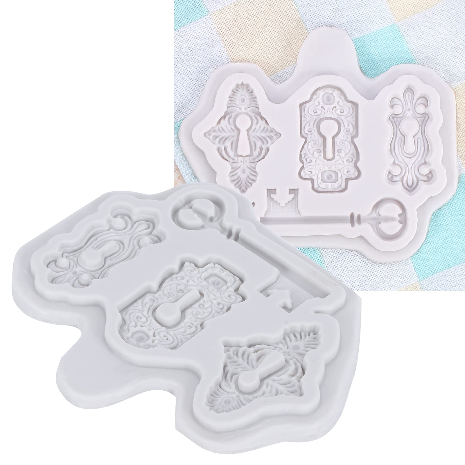 Premium Silicone Cake Keyhole Key Pattern Mold - DIY Fondant Chocolate Baking Decorating Tool for Homemade Cakes (Gray) | Perfect for Birthday, Wedding & Party Dessert Decoration