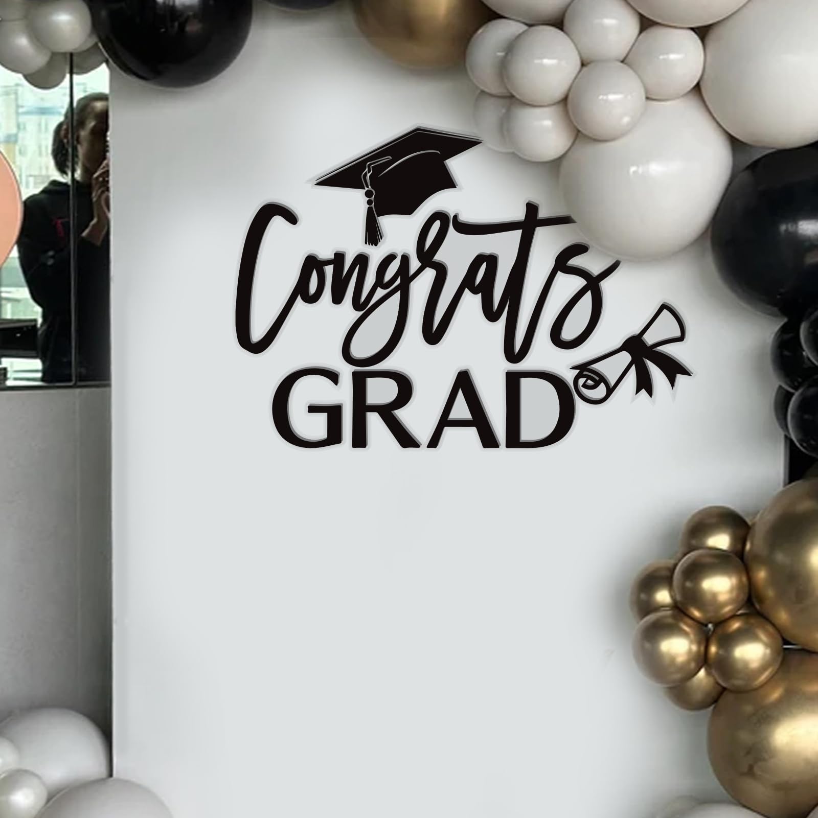 Class of 2025 Graduation Decal - Congrats Grad Vinyl Sign for Balloon Arch, Grad Party Decorations & Event Planning - Perfect for Graduation Ceremonies, School Celebrations and Photo Backdrops