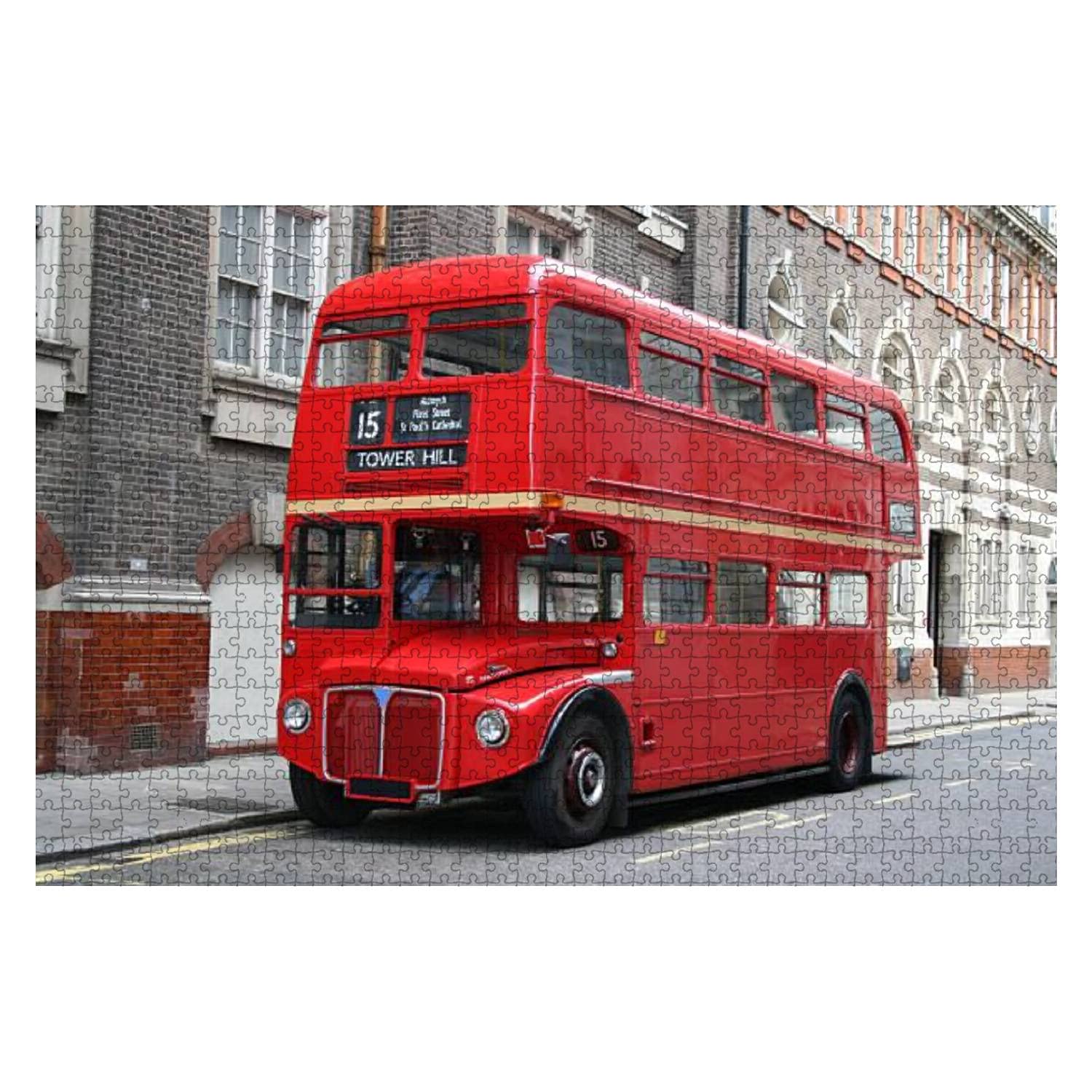 1000-Piece Wooden Jigsaw Puzzle - Red London Double Decker Bus Puzzle for Adults & Kids | Educational Brain Teaser & Stress Relief Game | Perfect for Family Game Night, Classroom Activities & Office Break Fun