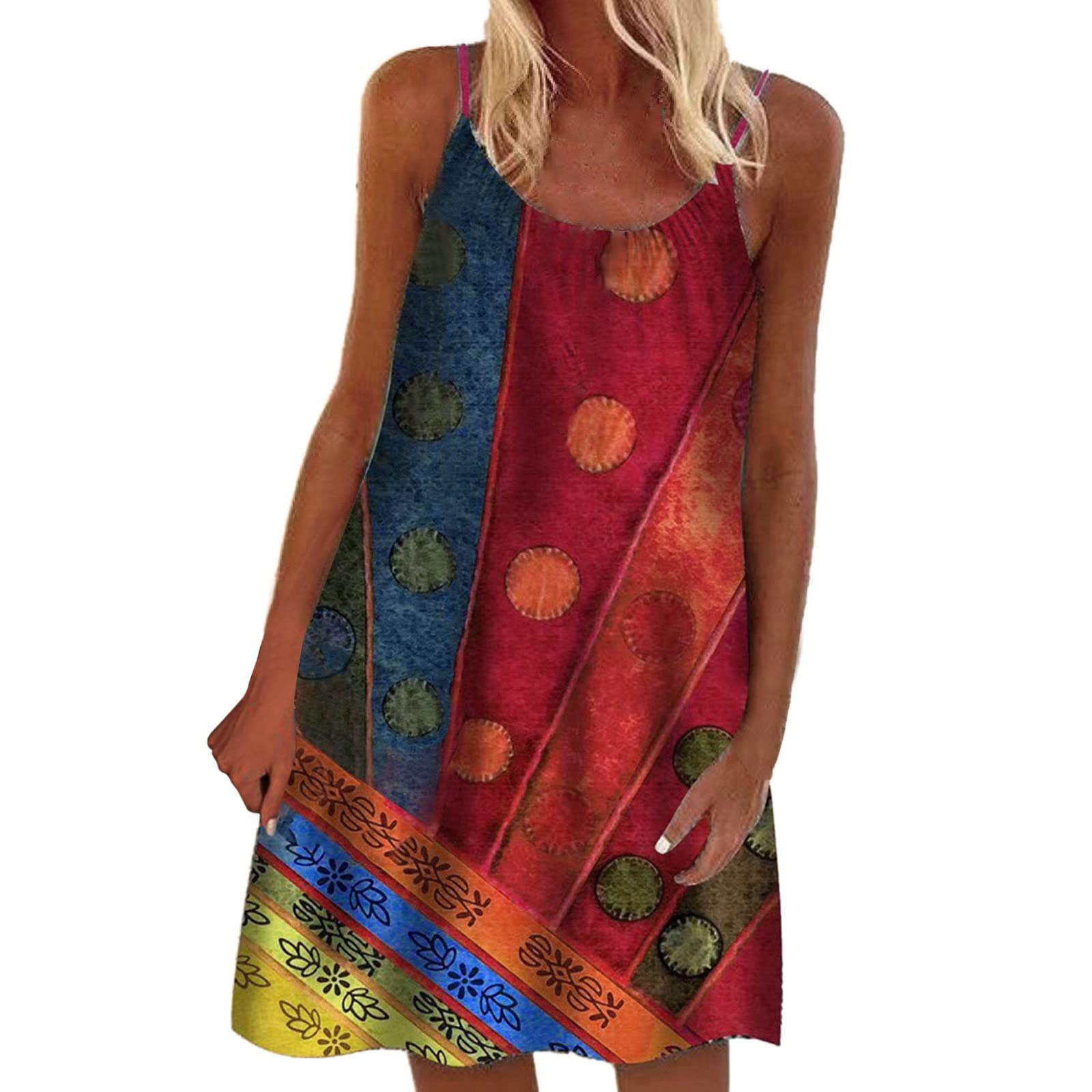 Plus Size Women's Boho Floral Maxi Dress - Casual Summer Beach Kaftan Top with Suspenders | Perfect for Vacations, Outdoor Parties & Boho Fashion
