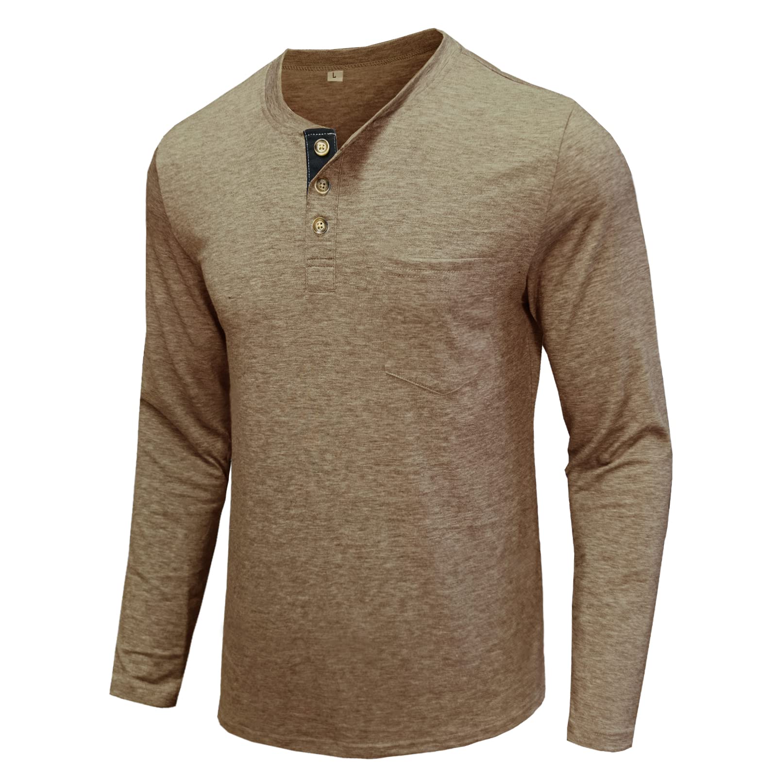 UPOSIUT Men's Henley Shirts - Long & Short Sleeve Cotton T-Shirts for Casual Wear | Breathable Plain Tees for Everyday Outfits, Work & Weekend Style
