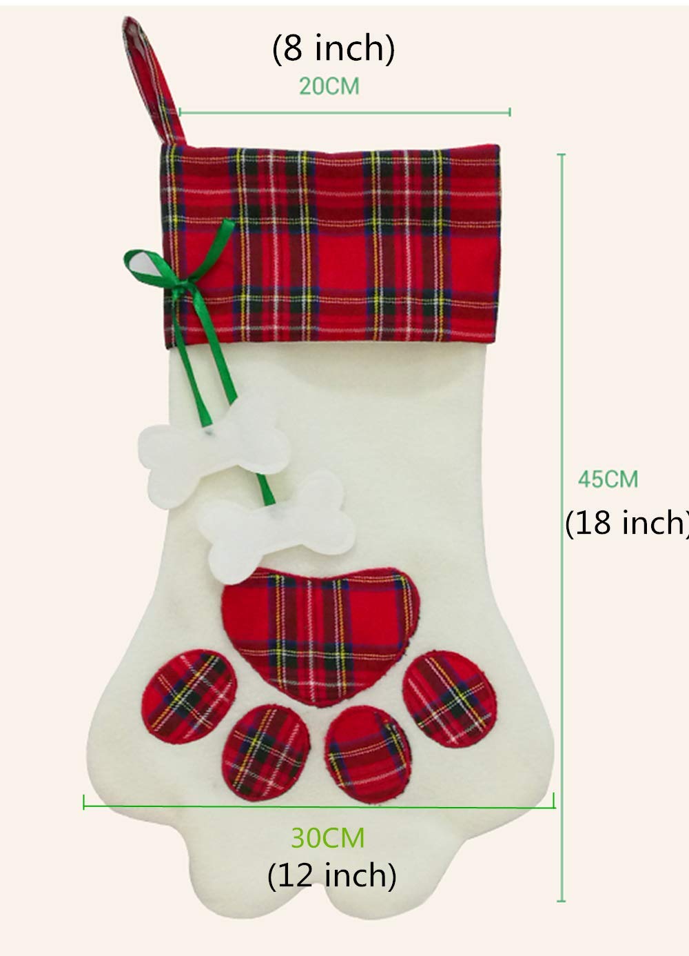 SherryDC Christmas Dog Paw Stockings - Plush & Plaid Pet Holiday Decorations for Dogs - Festive Hanging Socks for Fireplace, Door, Wall - Perfect for Christmas Tree, Gift Exchange & Holiday Home Decor