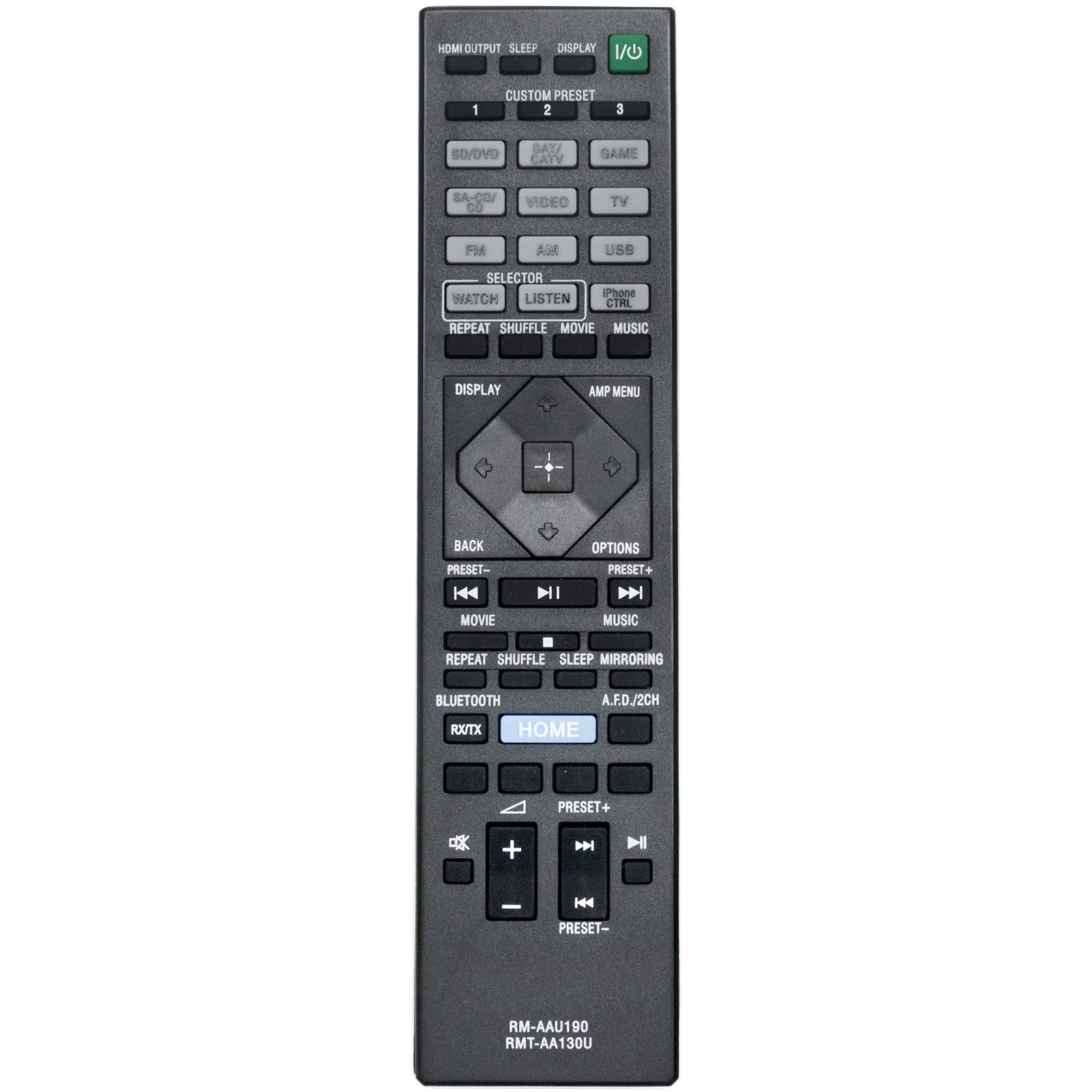 Sony STR-DH550 STR-DH750 STRDN1060 STRDN860 STRDH550 STRDH750 STR-DN1060 STR-DN860 Replacement Remote Control RMT-AA130U RM-AAU190 - Compatible with Home Theater AV Receiver for Seamless Entertainment Experience