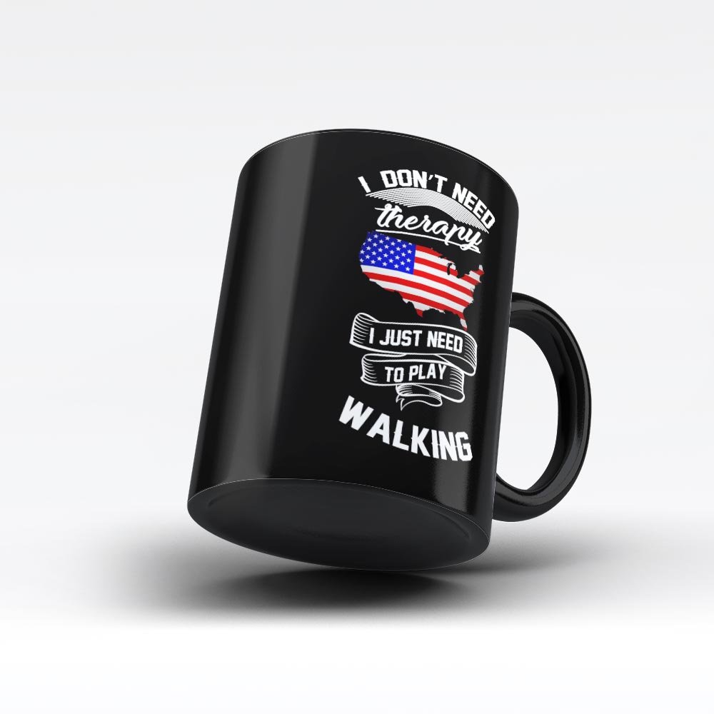 Walking Is My Therapy - Proud American Walking Enthusiast White Coffee Mug by HOM | Perfect Gift for Walkers, Hikers & Outdoor Lovers | Great for Morning Coffee, Office Use & Outdoor Adventures