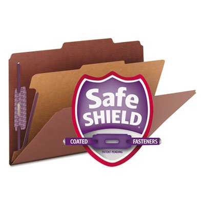 Self-Tab Pressboard Classification Folders - Legal Size, 4-Section, Red, 10 per Box (50 Total) - Perfect for Office, School, and Legal Document Organization