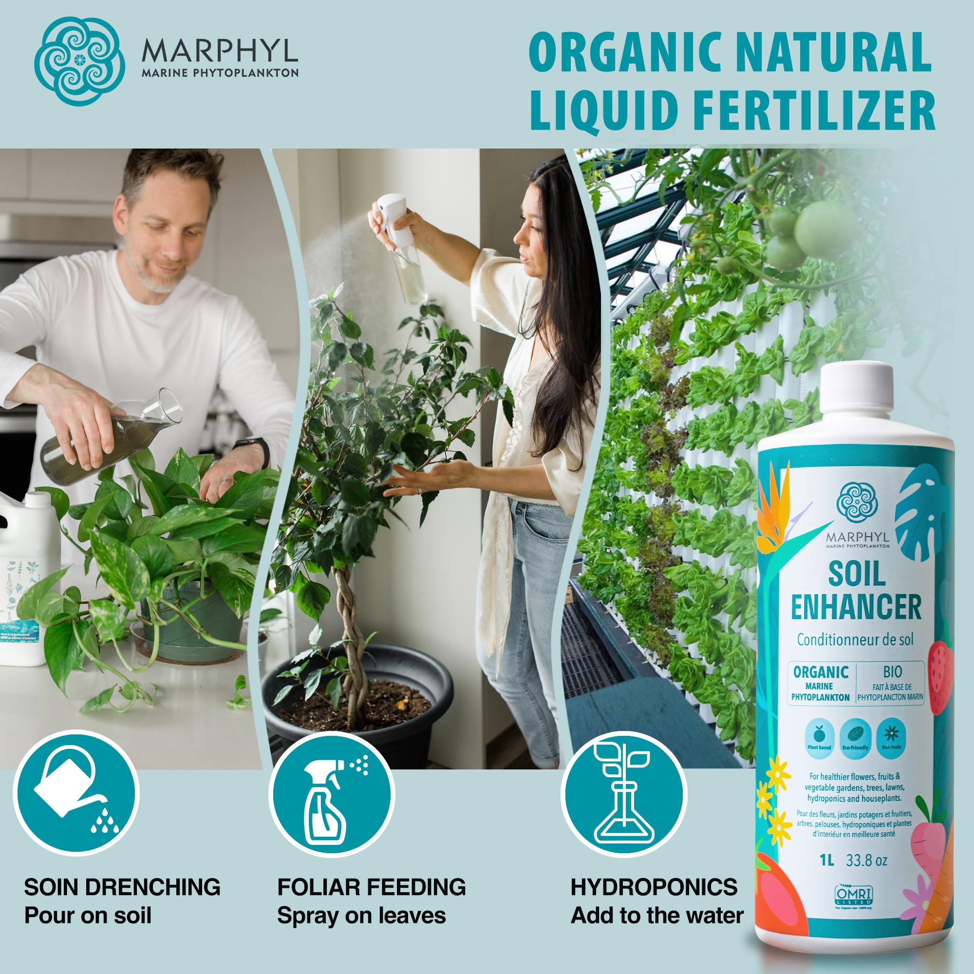 **MARPHYL Organic Liquid Fertilizer - All-Purpose Plant Food for Indoor & Outdoor Plants - Nutrient-Rich Lawn Fertilizer & Soil Enhancer for Flowers, Vegetables, Succulents, Bamboo & Hydroponics - Perfect for Houseplants, Gardens & Greenhouses**