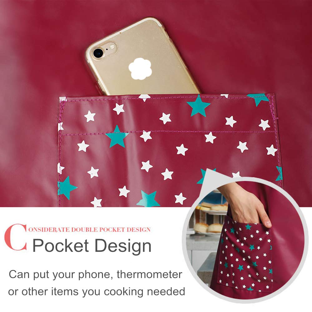 Waterproof & Oil-Resistant PU Apron for Women - Adjustable with Pockets - Ideal for Cooking, Baking, Washing & Kitchen Chores