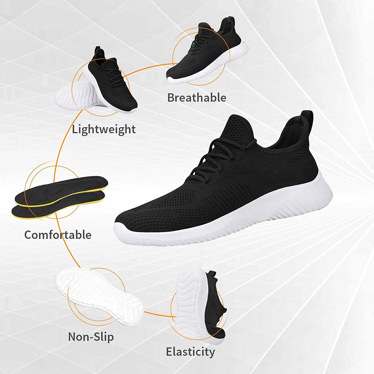 Rospick Women's Comfortable Walking Sneakers - Lightweight Athletic Shoes for Casual Wear, Running & Gym Workouts | Perfect for Daily Walking, Jogging & Fitness Activities