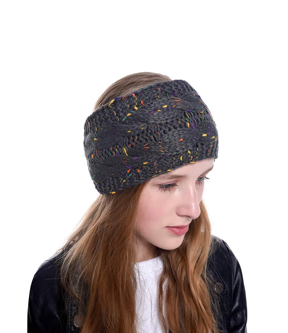 2PCS Fleece Lined Headband for Women - Winter Ear Warmer Knit Headband, Thick Cable Knit Head Wrap, Elastic Hairband for Cold Weather (Navy Blue) | Perfect for Skiing, Running, Hiking & Outdoor Winter Activities