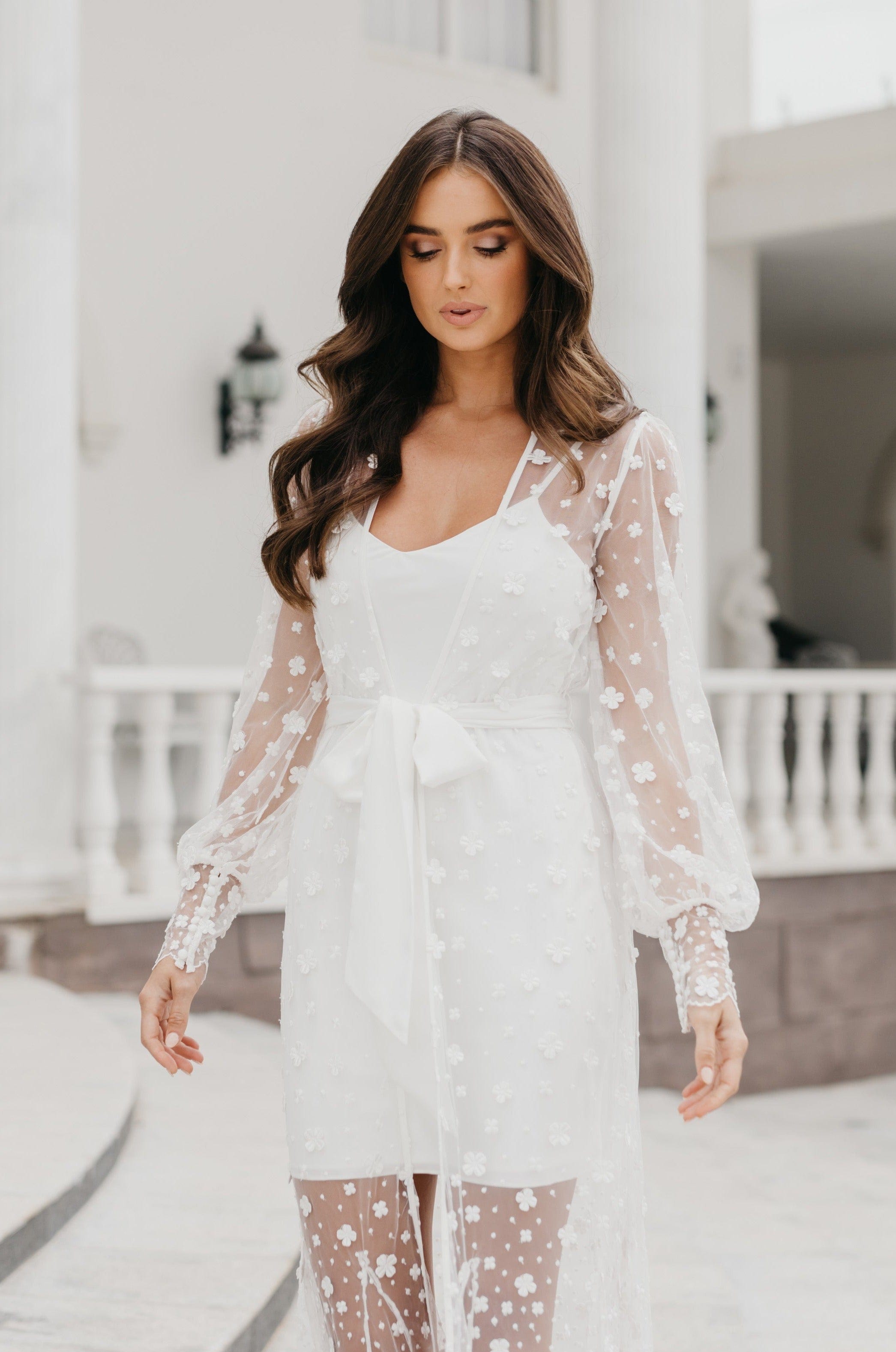 Imogen Forget Me Knot Lace Maxi Dress with Slip - Elegant Floral Lace Long Dress for Weddings, Parties & Special Occasions