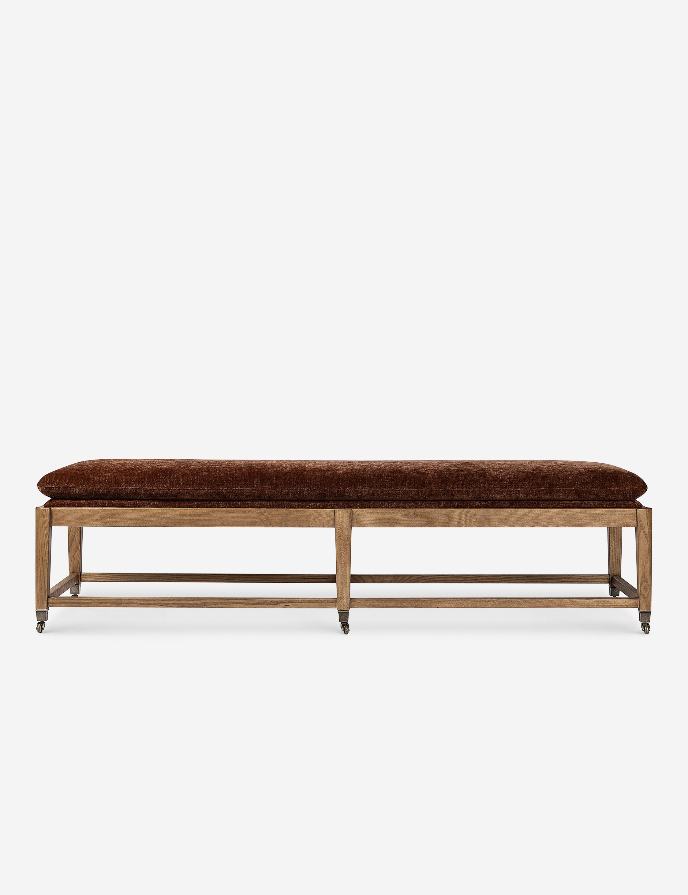 Amber Lewis x Four Hands Eleanor Bench - Modern Wooden Bench with Upholstered Seat for Living Room, Bedroom, or Entryway