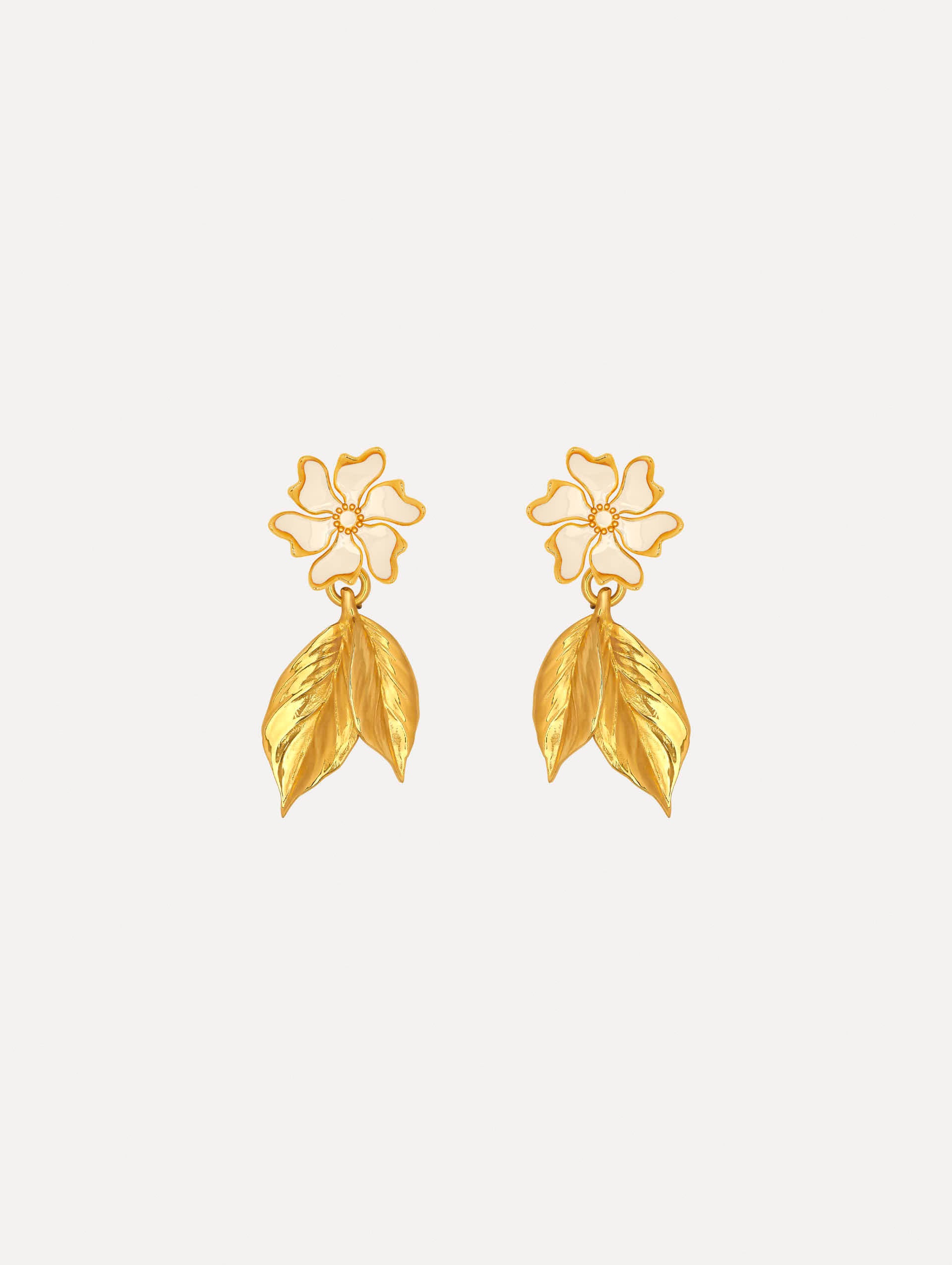 Cherry Blossom Enamel Leaf Earrings - Japanese Style Floral Dangle Earrings for Women, Spring & Summer Fashion Jewelry Gift - Perfect for Weddings, Parties & Everyday Wear