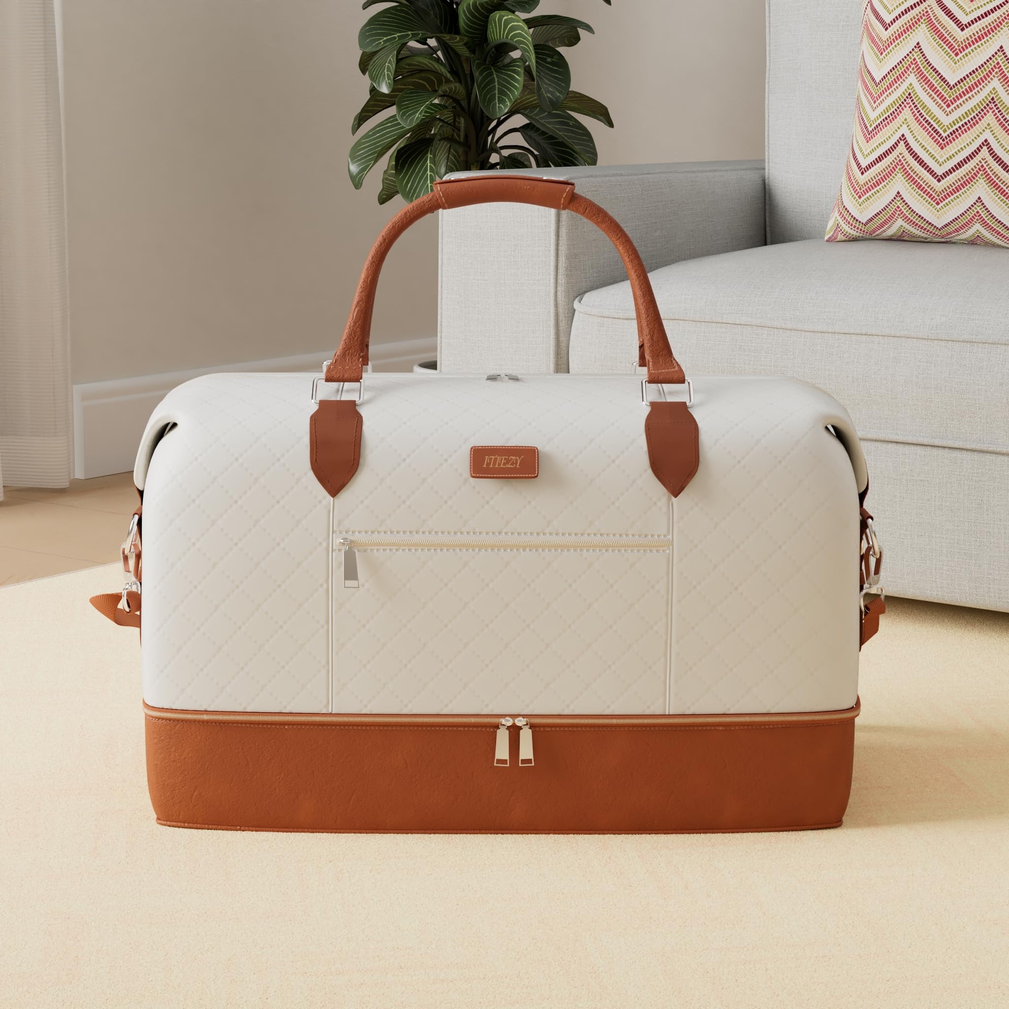 Stylish Women's Weekender Bag - Large Nylon Travel Duffel with Shoe Compartment | Perfect Carry-On Overnight Bag for Weekend Getaways, Gym & Business Trips