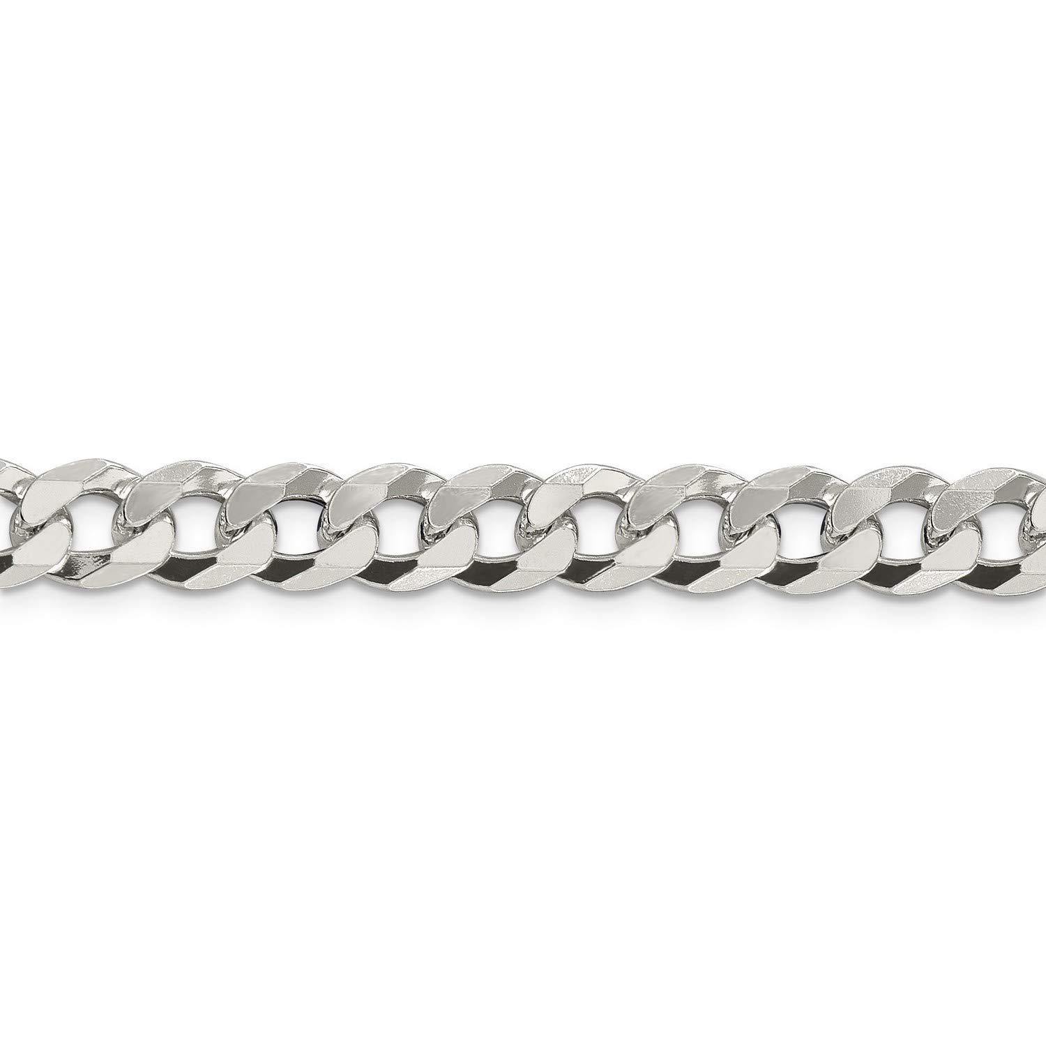 .925 Sterling Silver Beveled Curb Chain Necklace, Bracelet or Anklet - Durable & Hypoallergenic Jewelry for Women & Men - Perfect for Everyday Wear, Gifts & Special Occasions