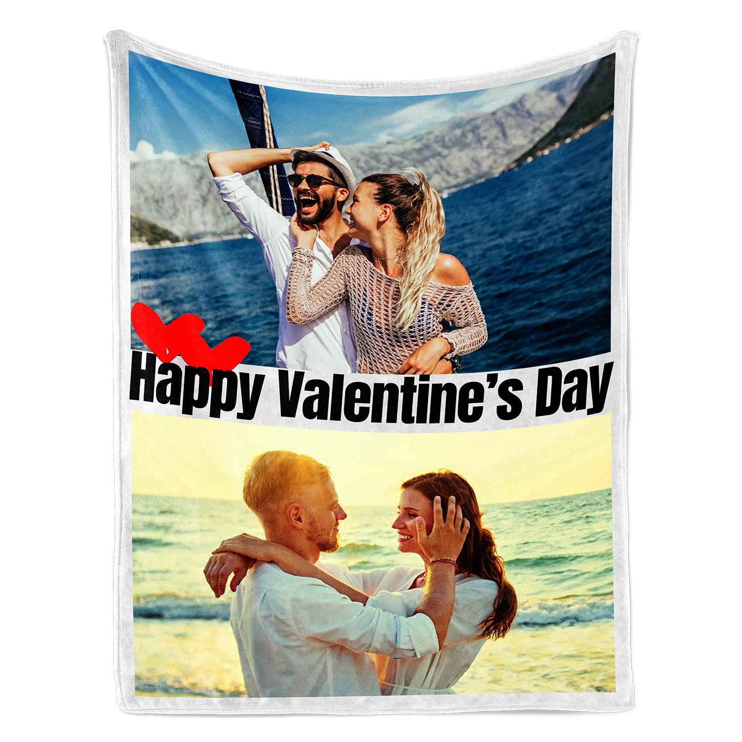 **Personalized Photo Blanket with Custom Text - Flannel Tapestry Collage for Couples, Family & Pets - 50x40 Inch Customized Blanket for Christmas, Anniversary & Birthday Gifts (2-Pack) - Perfect for Home Decor, Cozy Nights & Special Occasions**