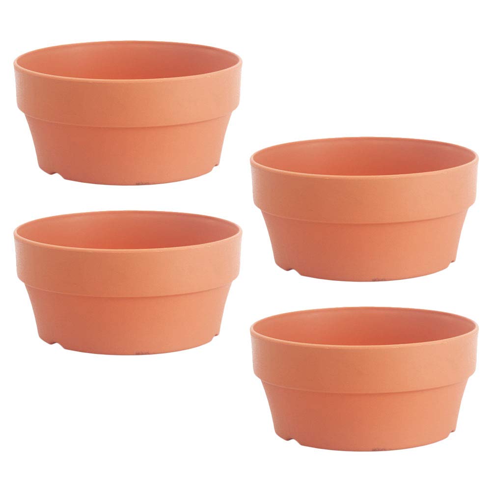 4-Piece Round Decorative Plant Pots - Modern Plastic Flower Pot Set for Home & Garden Decor - Perfect for Indoor Plants, Succulents, and Herbs