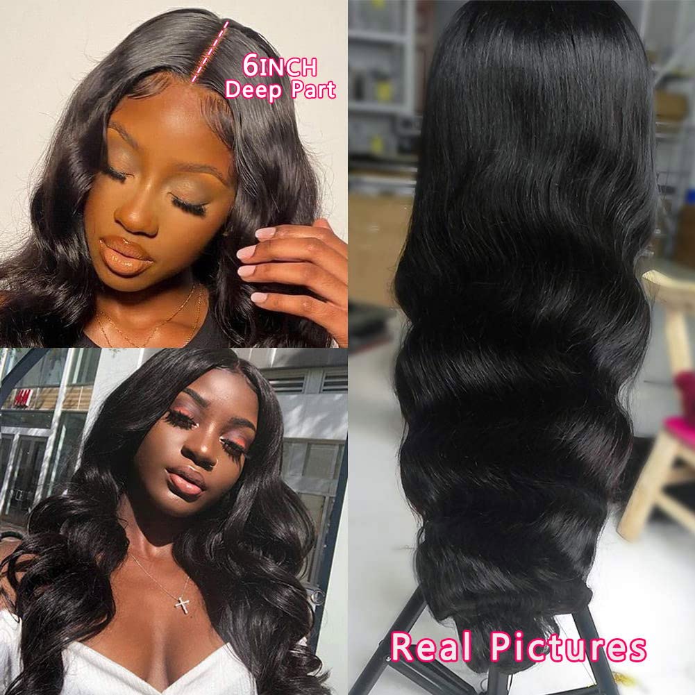 13x6 HD Lace Front Wigs Human Hair - Brazilian Body Wave Pre-Plucked Glueless Wig with Baby Hair & Natural Hairline | 150% Density 18 Inch | Perfect for Black Women, Daily Wear, Cosplay & Special Occasions