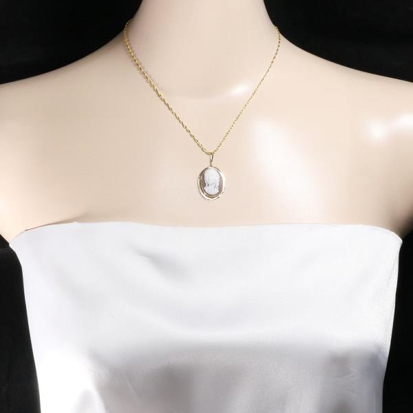 14K Yellow Gold Shell Cameo Pendant Necklace for Women - Vintage Elegant Jewelry Gift for Birthday, Anniversary & Special Occasions