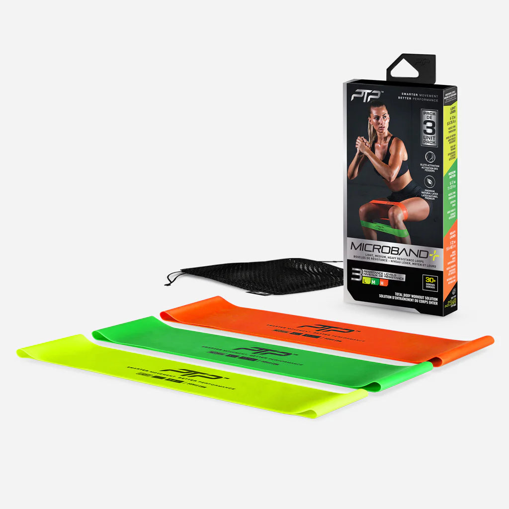 PTP Microband Combo + 3 Pack Resistance Bands Set for Home Workout, Fitness Training, Physical Therapy - Perfect for Strength Training, Yoga, and Rehabilitation Exercises