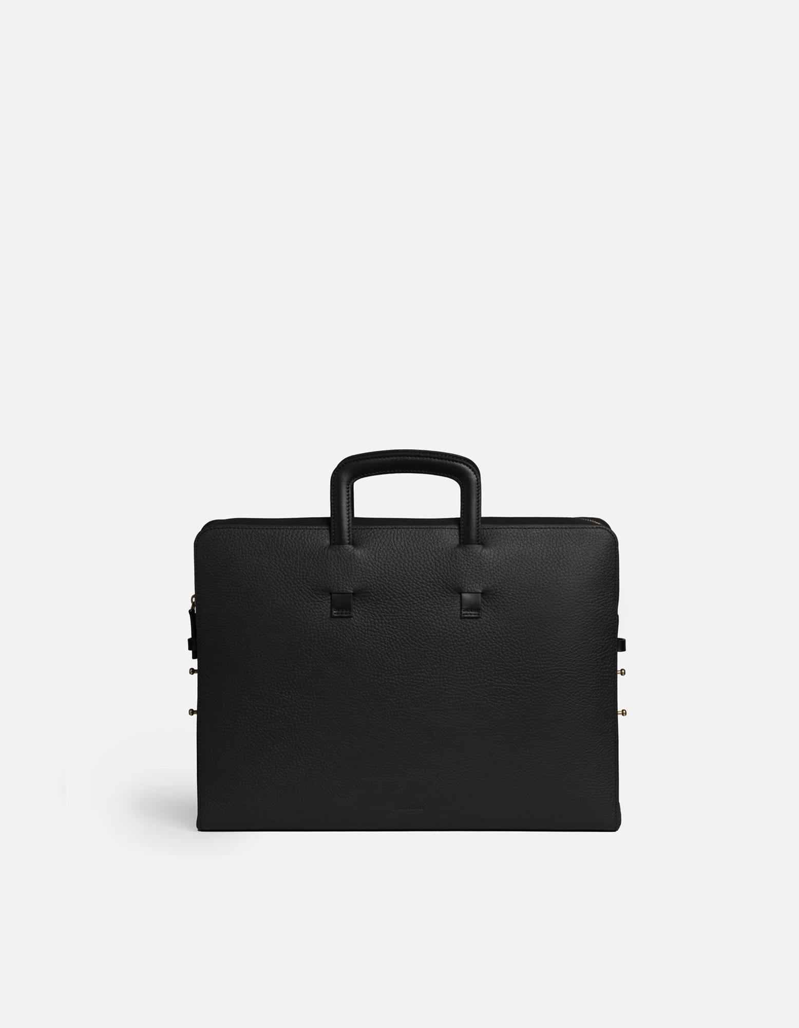 Slim Textured Black Leather Briefcase for Men & Women - Professional Office Work, Business Travel & Commuting