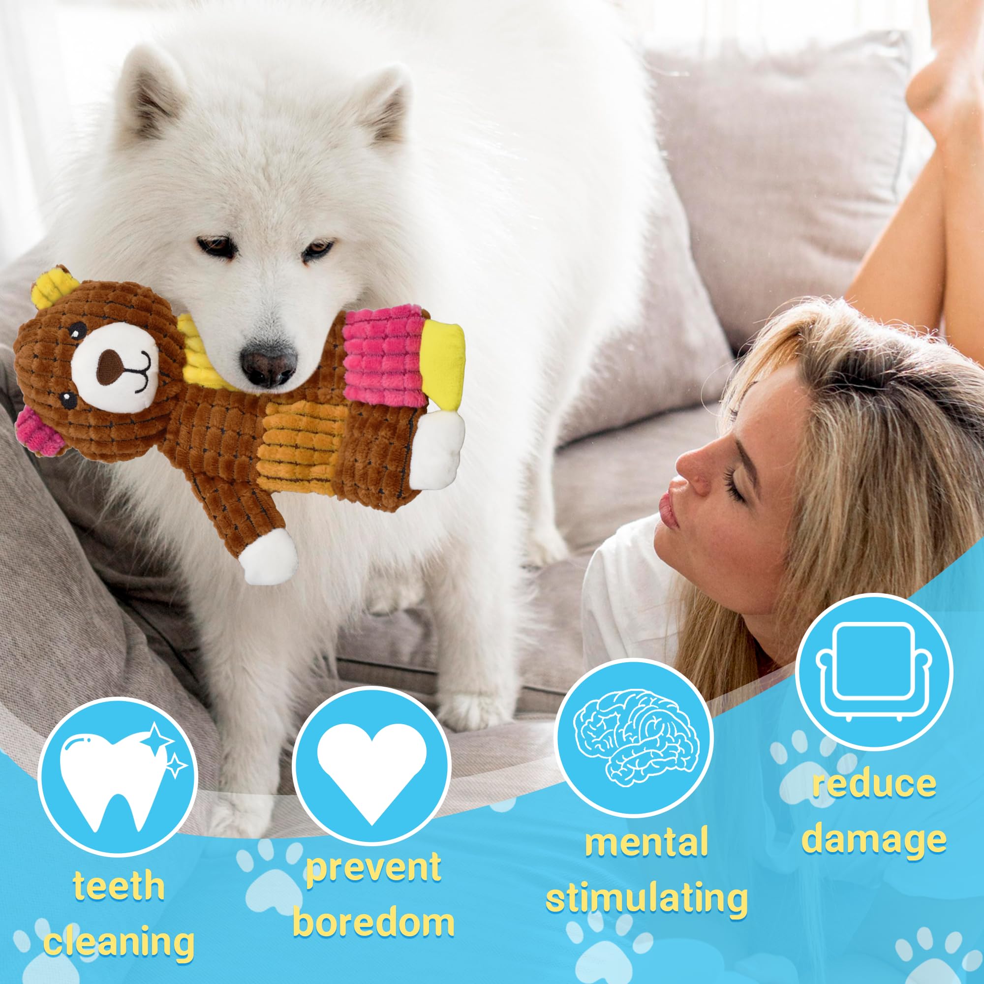 5Pcs Squeaky Crinkle Dog Toys for Large, Medium & Small Dogs - Durable Puppy Chew Toys for Aggressive Chewers - Perfect for Indoor Play, Outdoor Fetch & Training Rewards