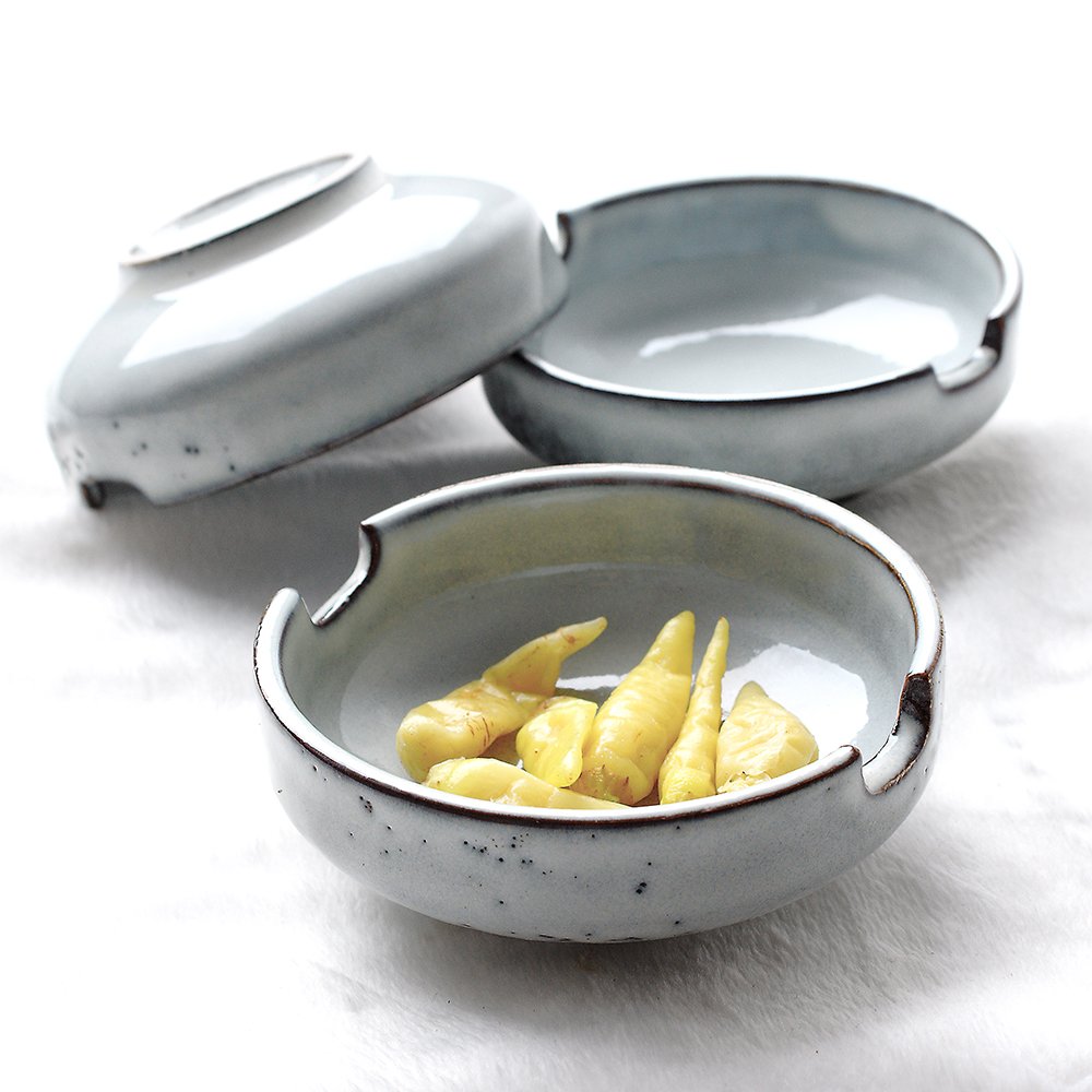 Retro Style Colias Wing Marble Porcelain Bowls - Set of 4 White Multipurpose Side Dishes for Soy Sauce, Seasonings & Dipping - Perfect for Asian Dining, Sushi Restaurants & Home Kitchen Decor