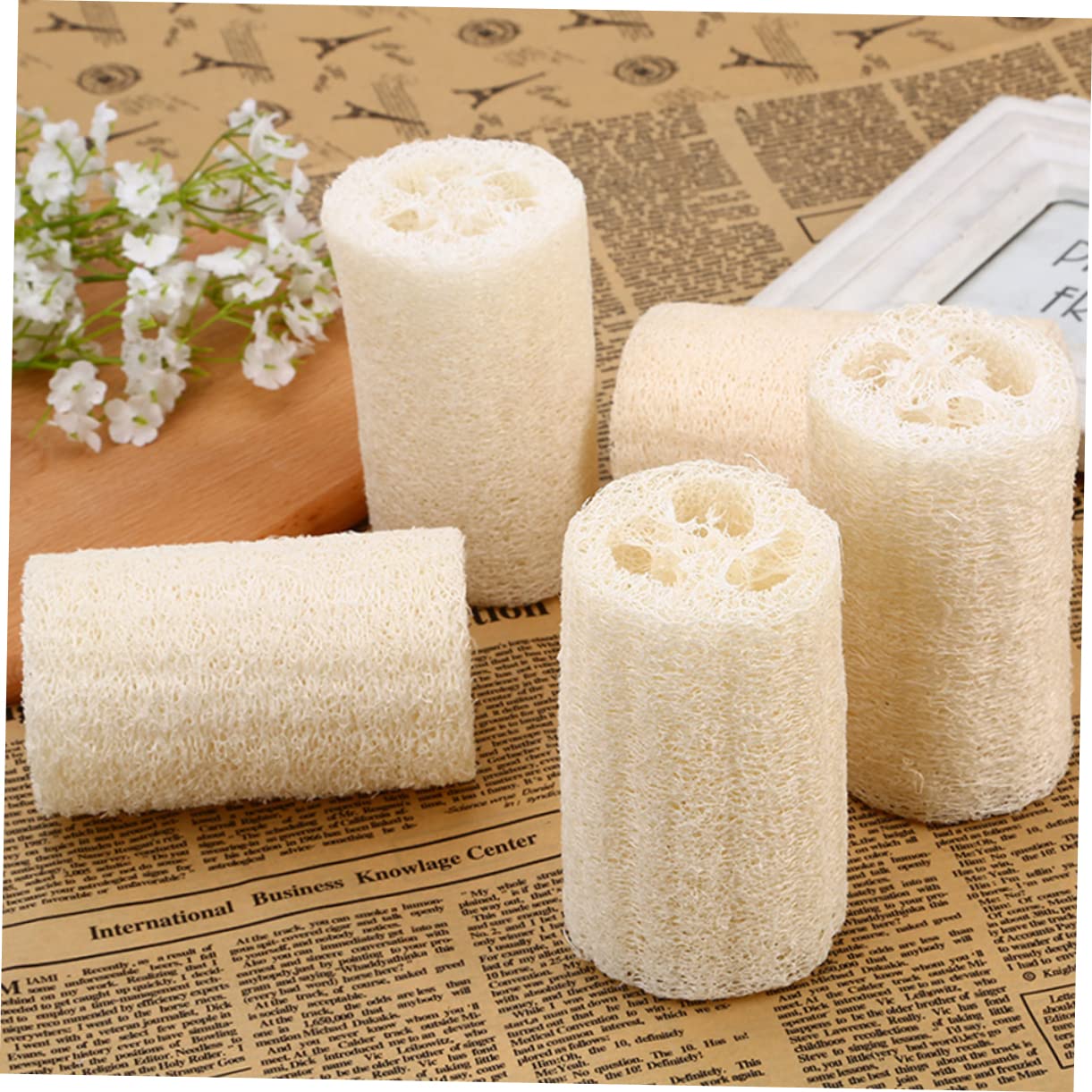TOPBATHY 4 Pack Natural Loofah Body Brush - Exfoliating Shower Sponge for Back, Neck & Shoulder - Deep Cleaning Bath Brush for Smooth Skin - Perfect for Daily Shower & Spa Relaxation