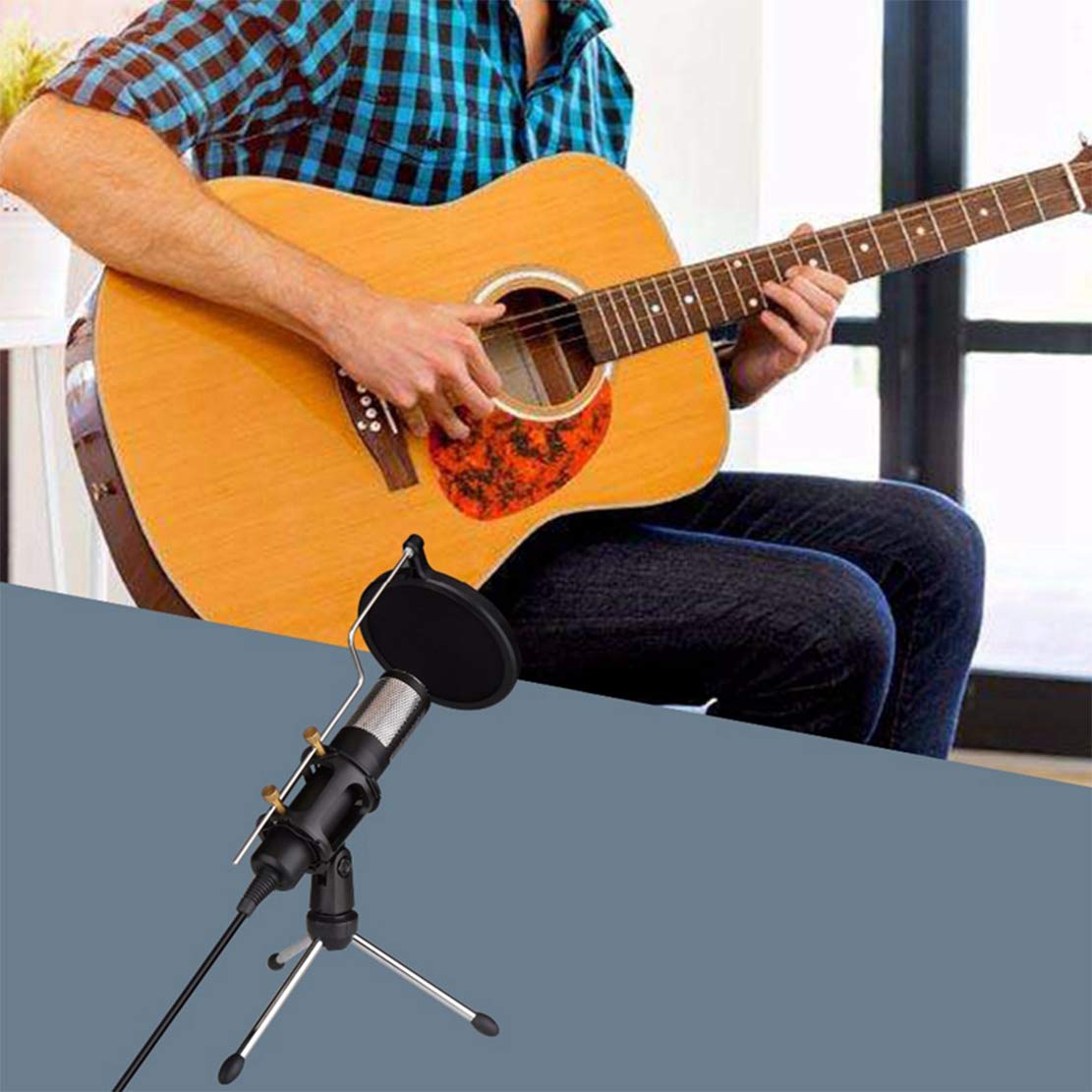 AKT Live Show Condenser Microphone - Professional Studio Recording Mic with Mini Stand for Laptop, PC, Tablet - Perfect for Podcasting, Streaming & Voice Overs