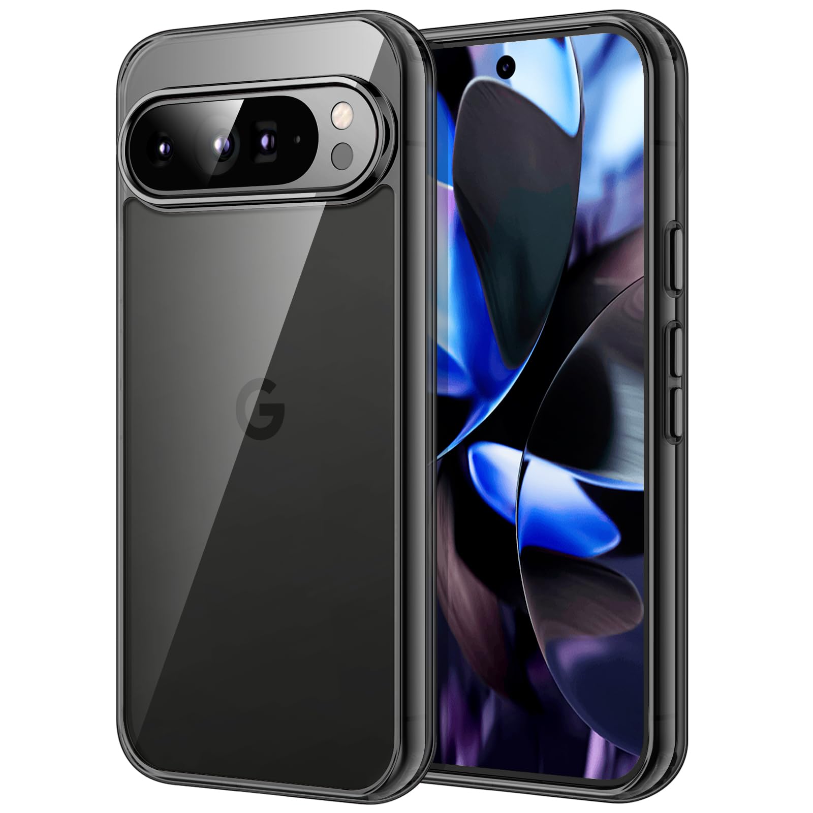 JETech Shockproof Phone Case for Google Pixel 9 Pro XL 2024 - Non-Yellowing Bumper Protective Cover with Anti-Scratch Hard PC Back (Black) | Perfect for Outdoor Activities, Travel & Daily Protection