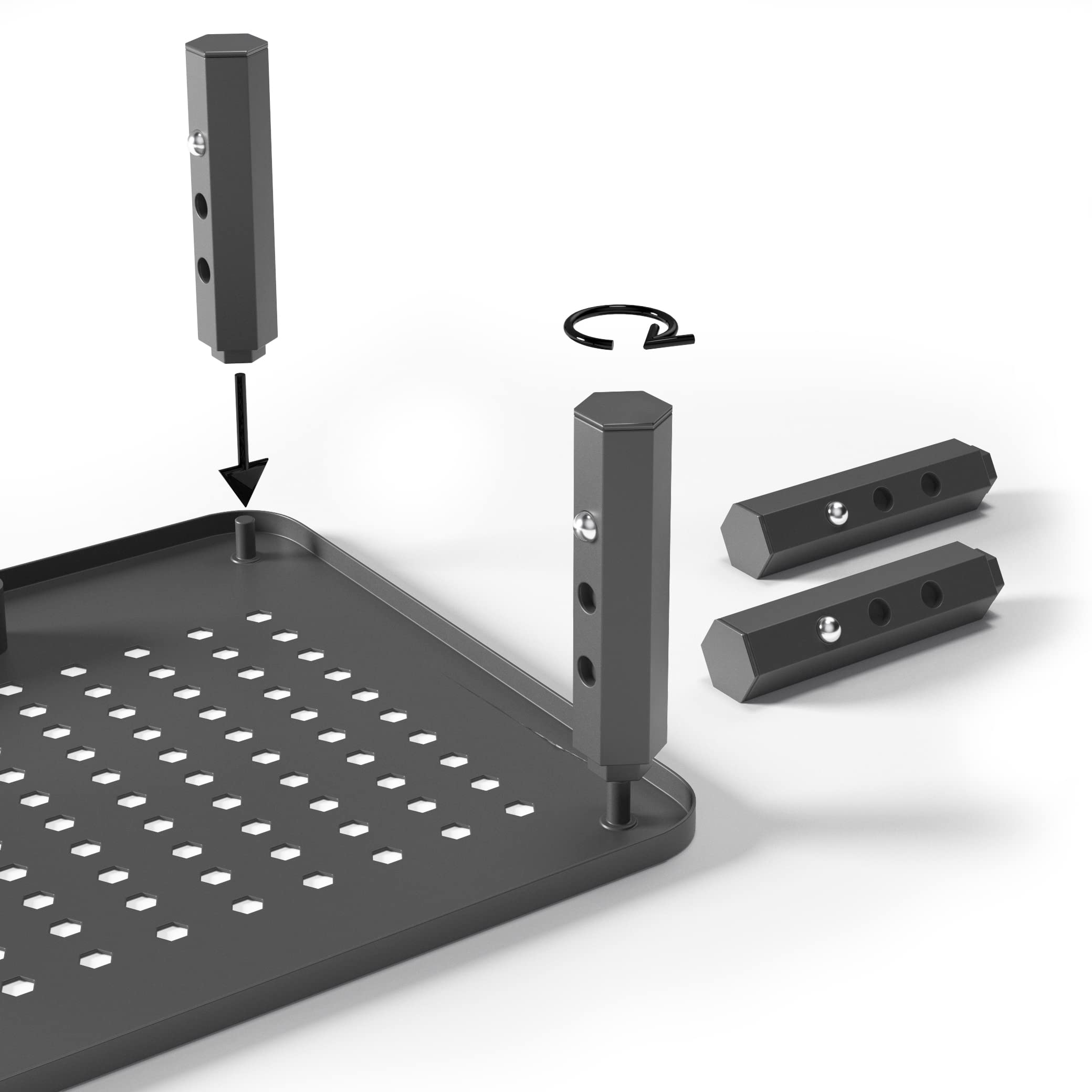 EVOOMI 2-Pack Monitor Stand for Desk - Ergonomic Back Saver Riser with Anti-Skid HD Hexagonal Steel Design - Includes Free Cable Ties - Mesh Metal Computer & Printer Stand (Fits iMac) - Perfect for Home Office, Gaming Setup & Workspace Organization