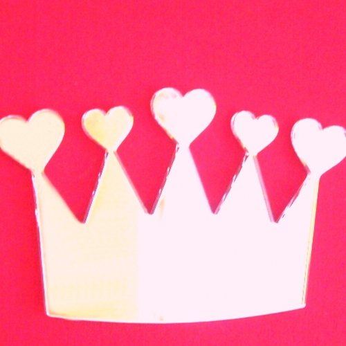 Princess Heart Topped Crown Mirror - 12cm x 7cm (3.5