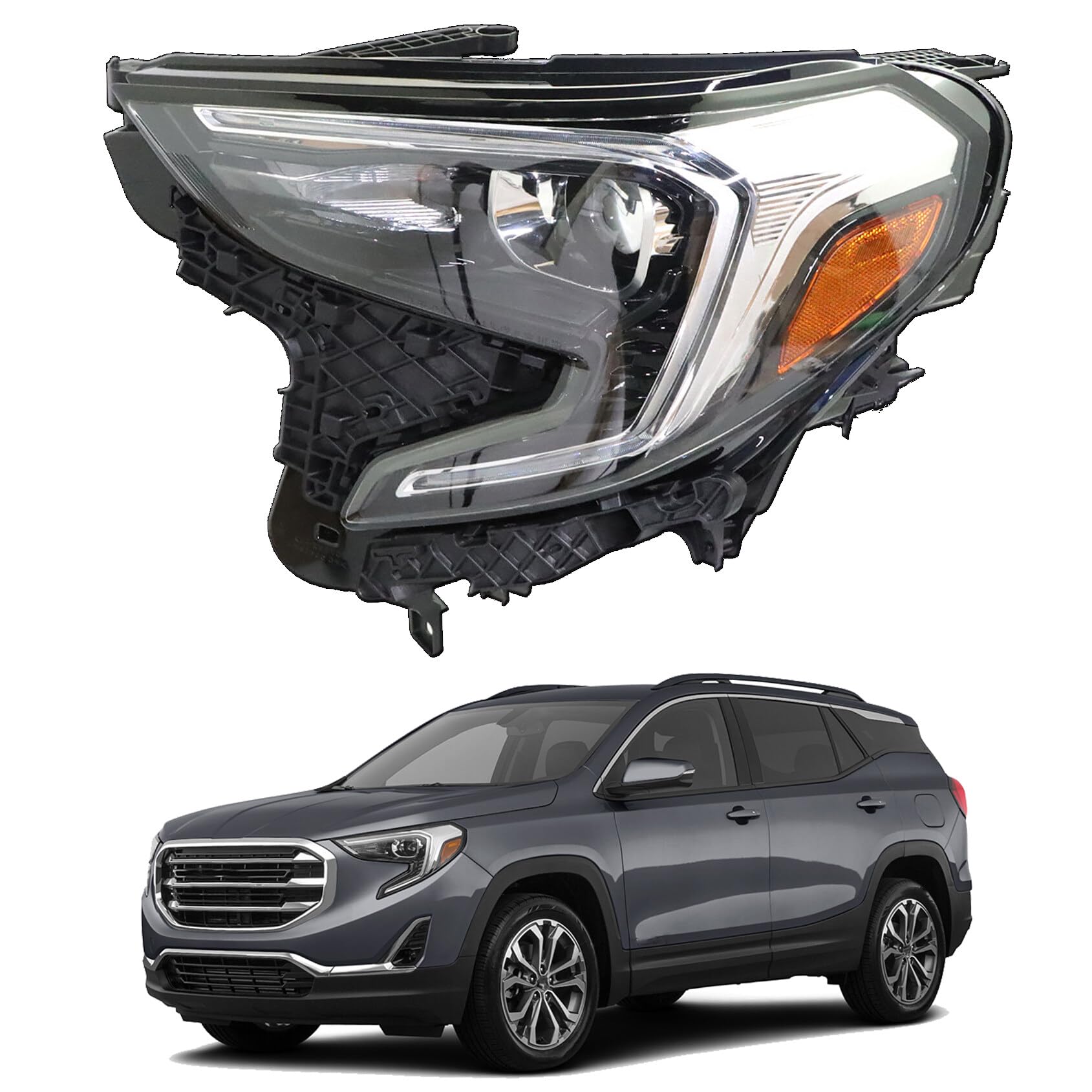 GM2502475 Left Side Halogen Headlight Assembly Replacement for 2018-2021 GMC Terrain - Driver Side (LH) Headlamp - Perfect for Night Driving & Foggy Conditions