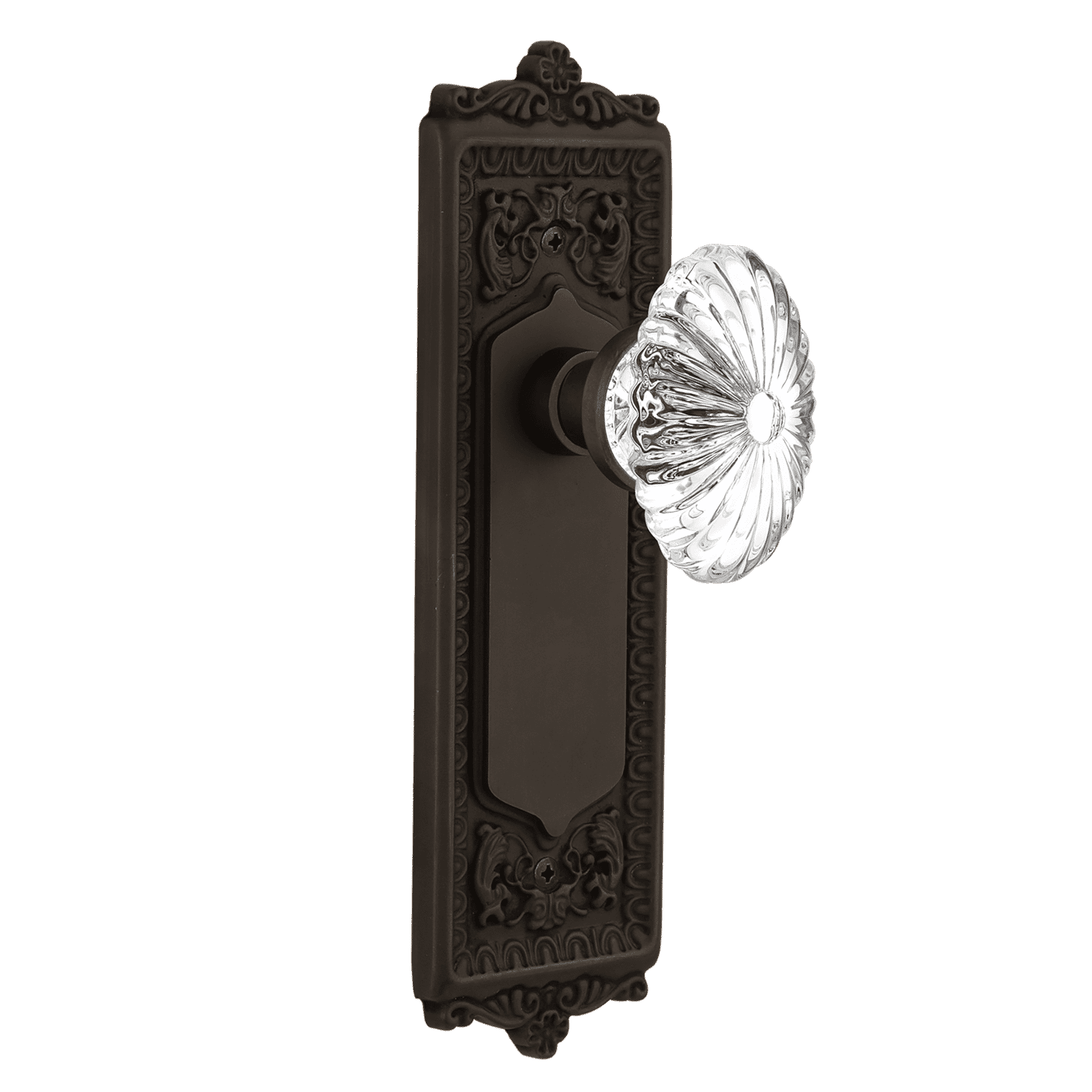 Oil Rubbed Bronze Egg & Dart Long Plate with Oval Fluted Crystal Knob - Elegant Serving Platter for Dining Room & Buffet Display