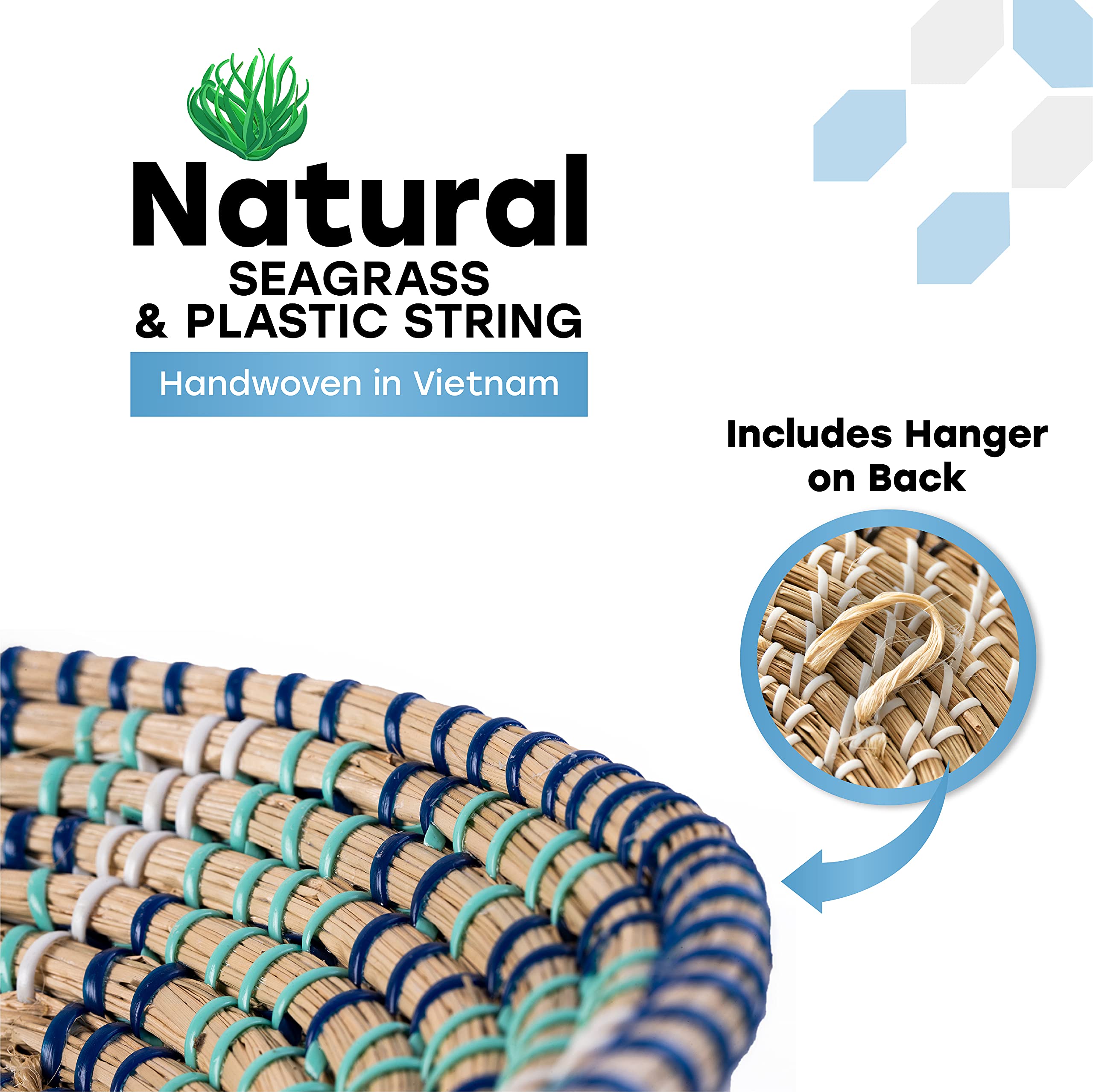 Natural Seagrass Woven Wall Basket - 13.7