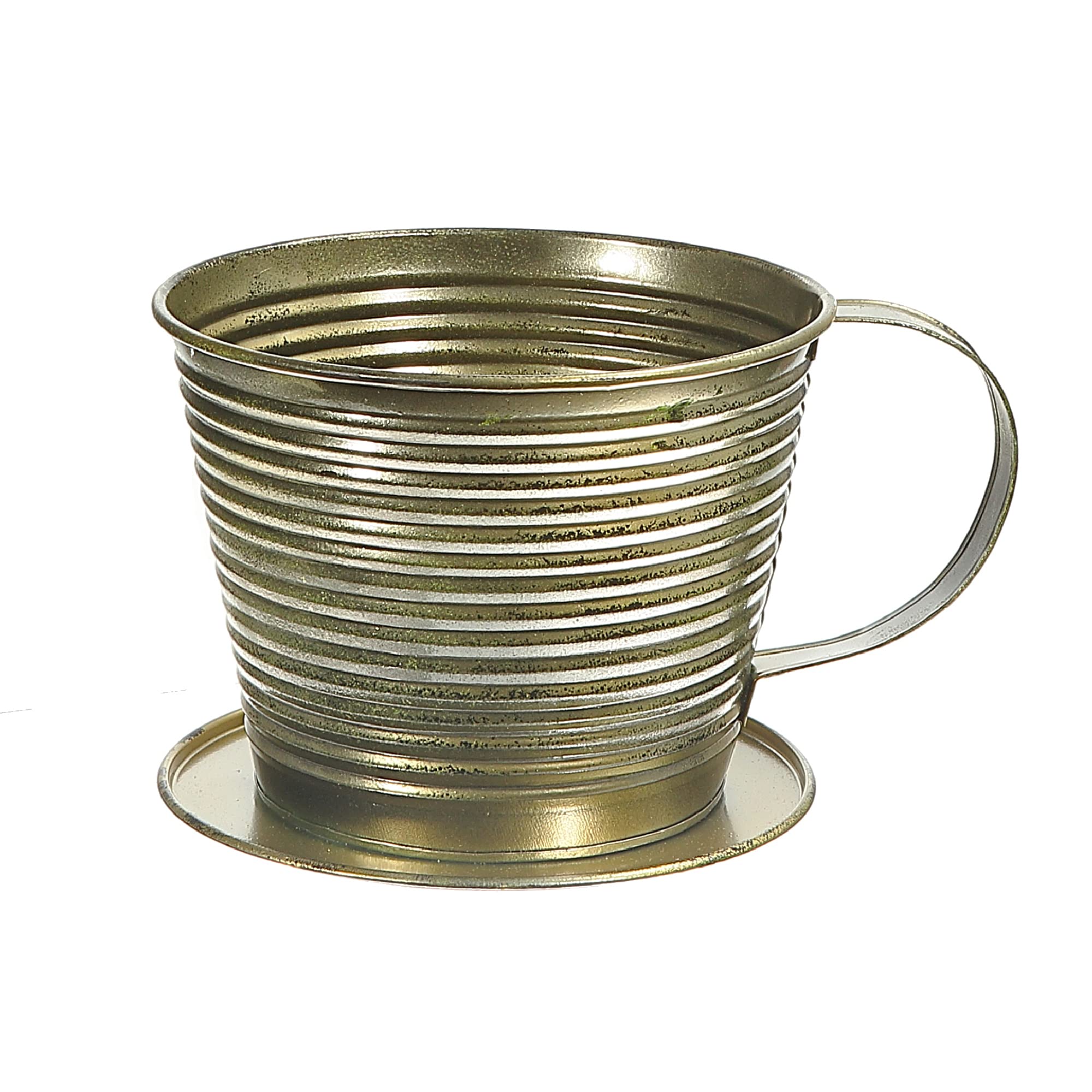 Vintage Bronze Metal Teacup Planter with Antique Finish - Perfect for Indoor Plants, Succulents, and Home Garden Decor